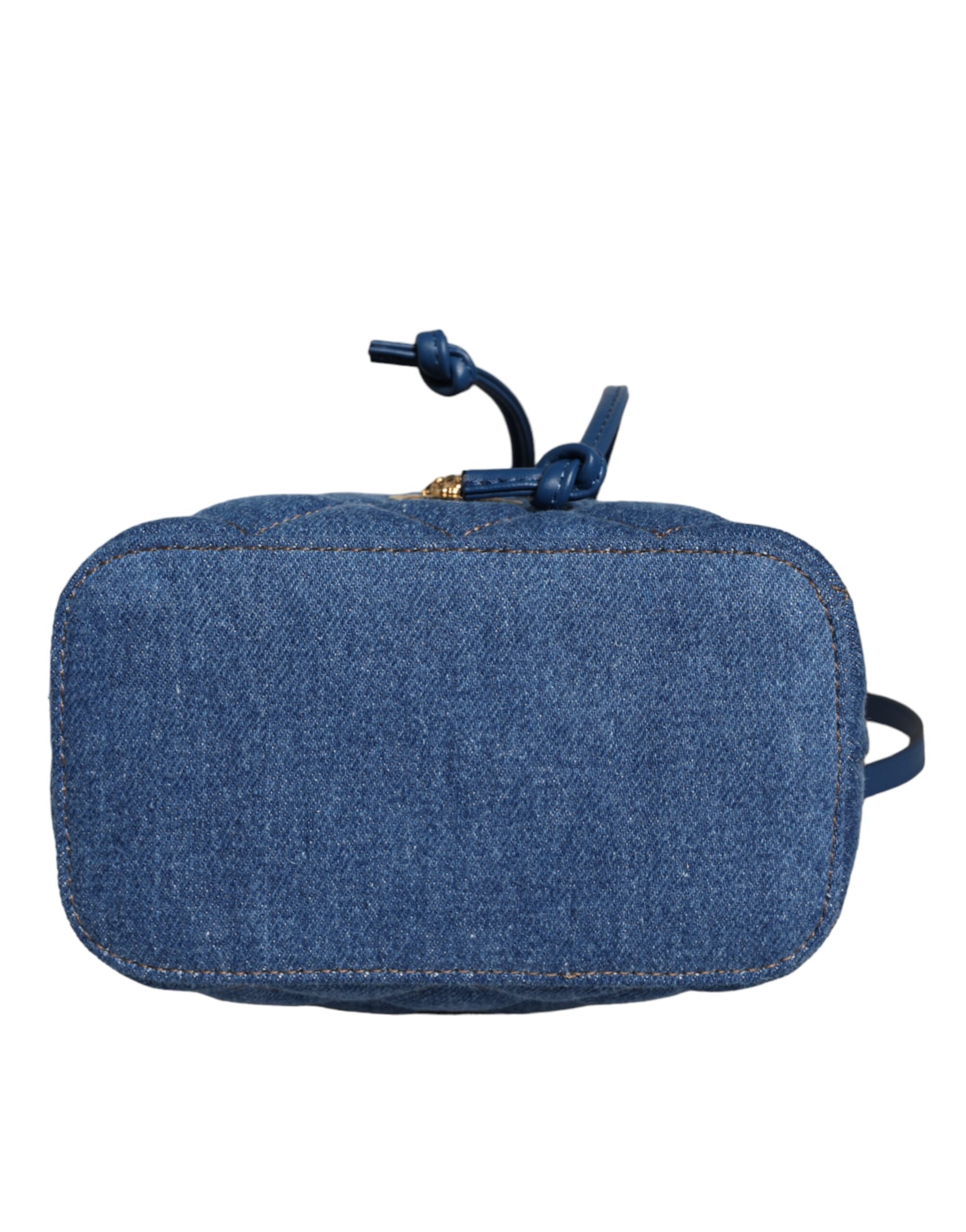 Τσάντα ώμου Versace Blue Quilted Jenim Δερμάτινη χιαστί