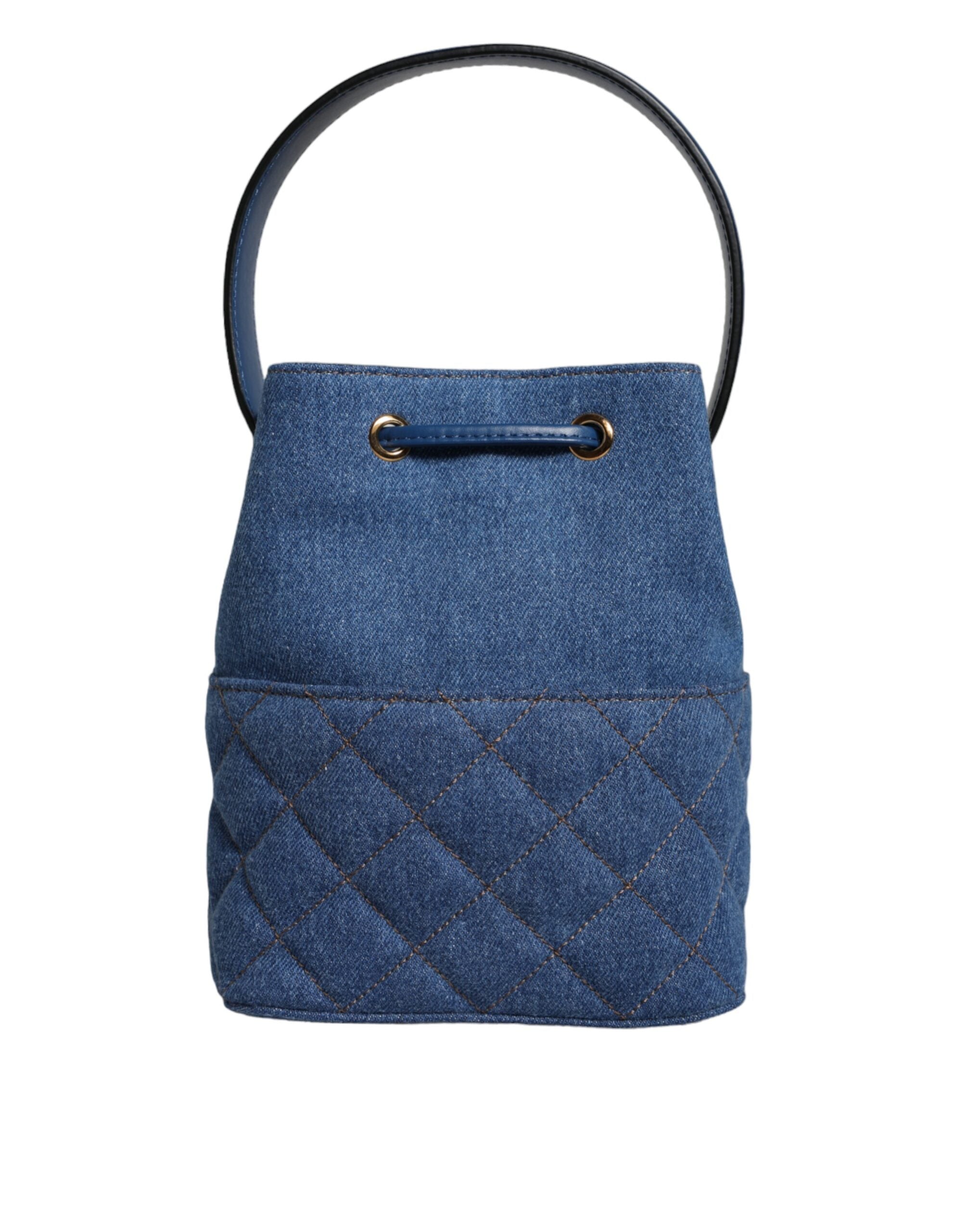 Τσάντα ώμου Versace Blue Quilted Jenim Δερμάτινη χιαστί