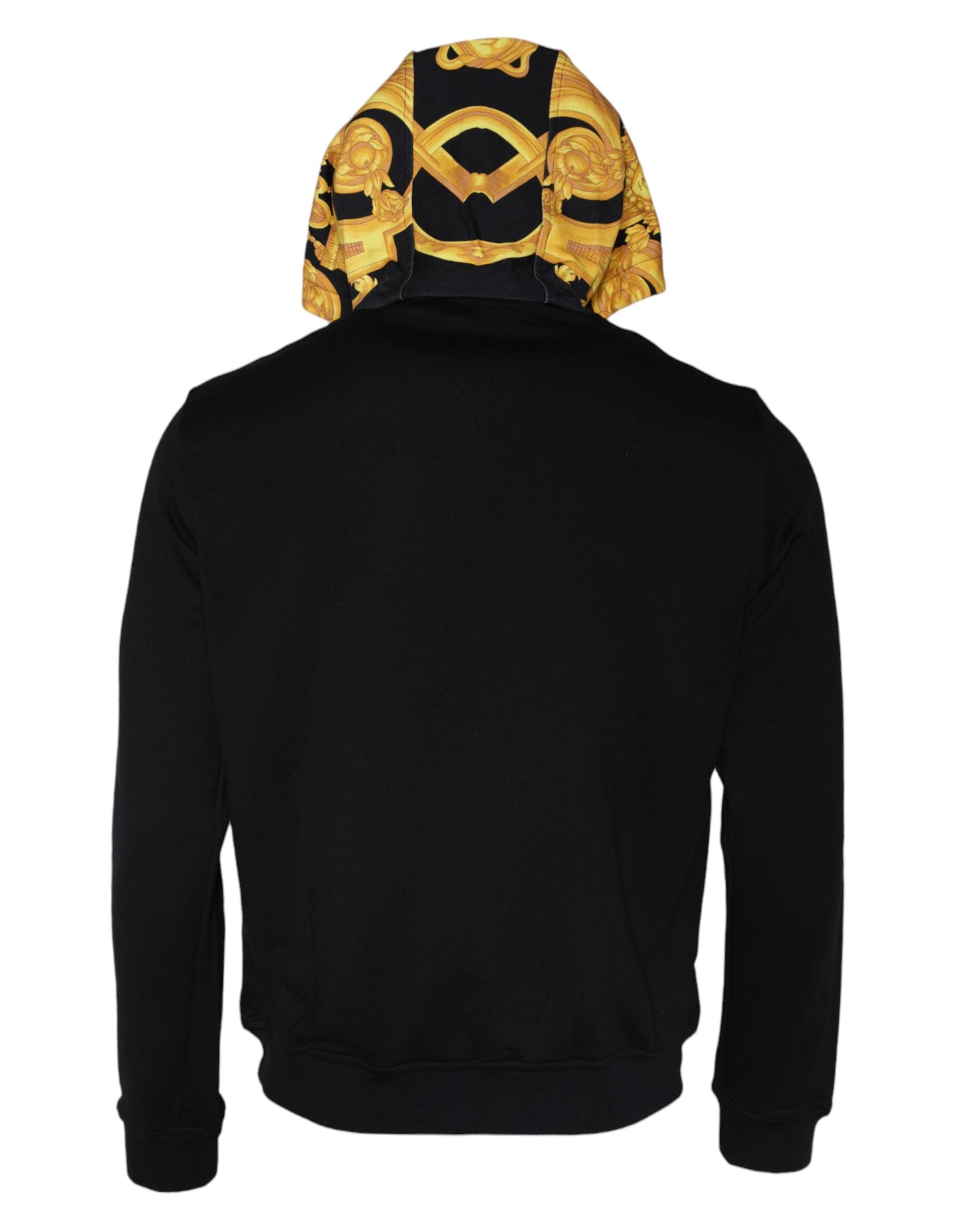 Versace Black Medusa Print Βαμβακερό φούτερ φούτερ με κουκούλα με φερμουάρ