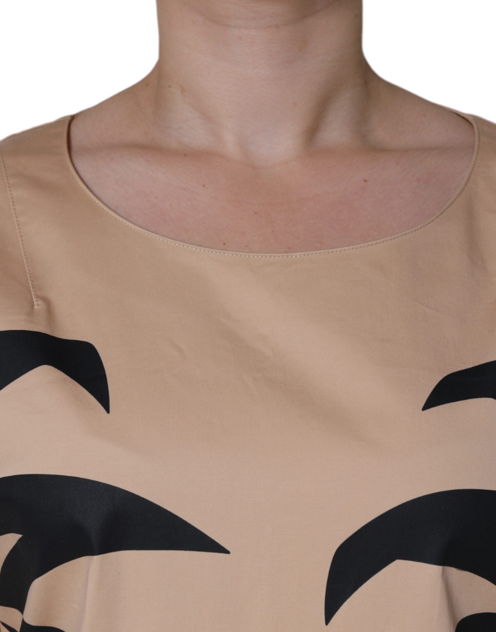 Φόρεμα Moschino Μπεζ βαμβακερό κοντό μανίκι μέχρι το γόνατο