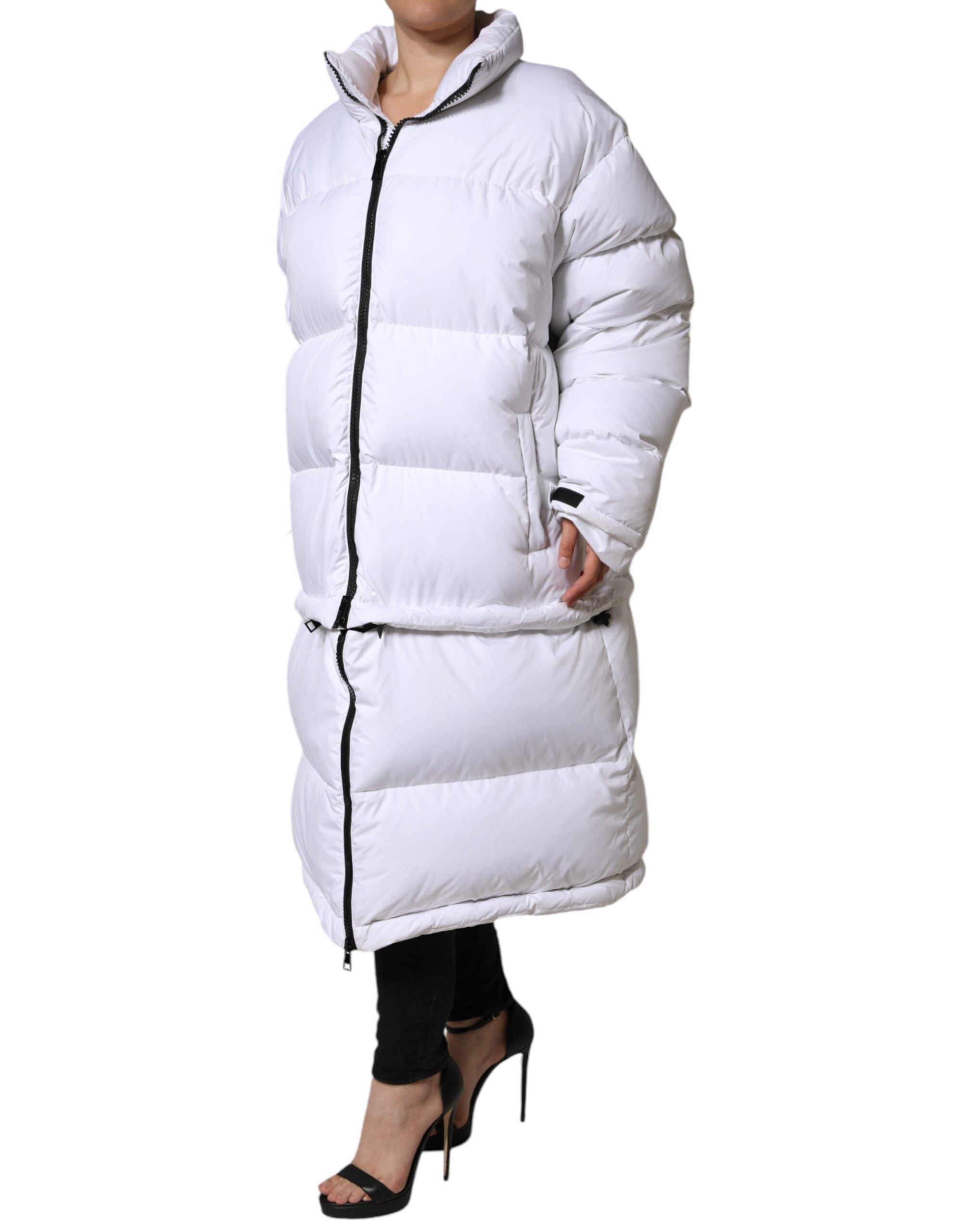 Μπουφάν Dolce & Gabbana White Puffer Quilted Full Zip Coat