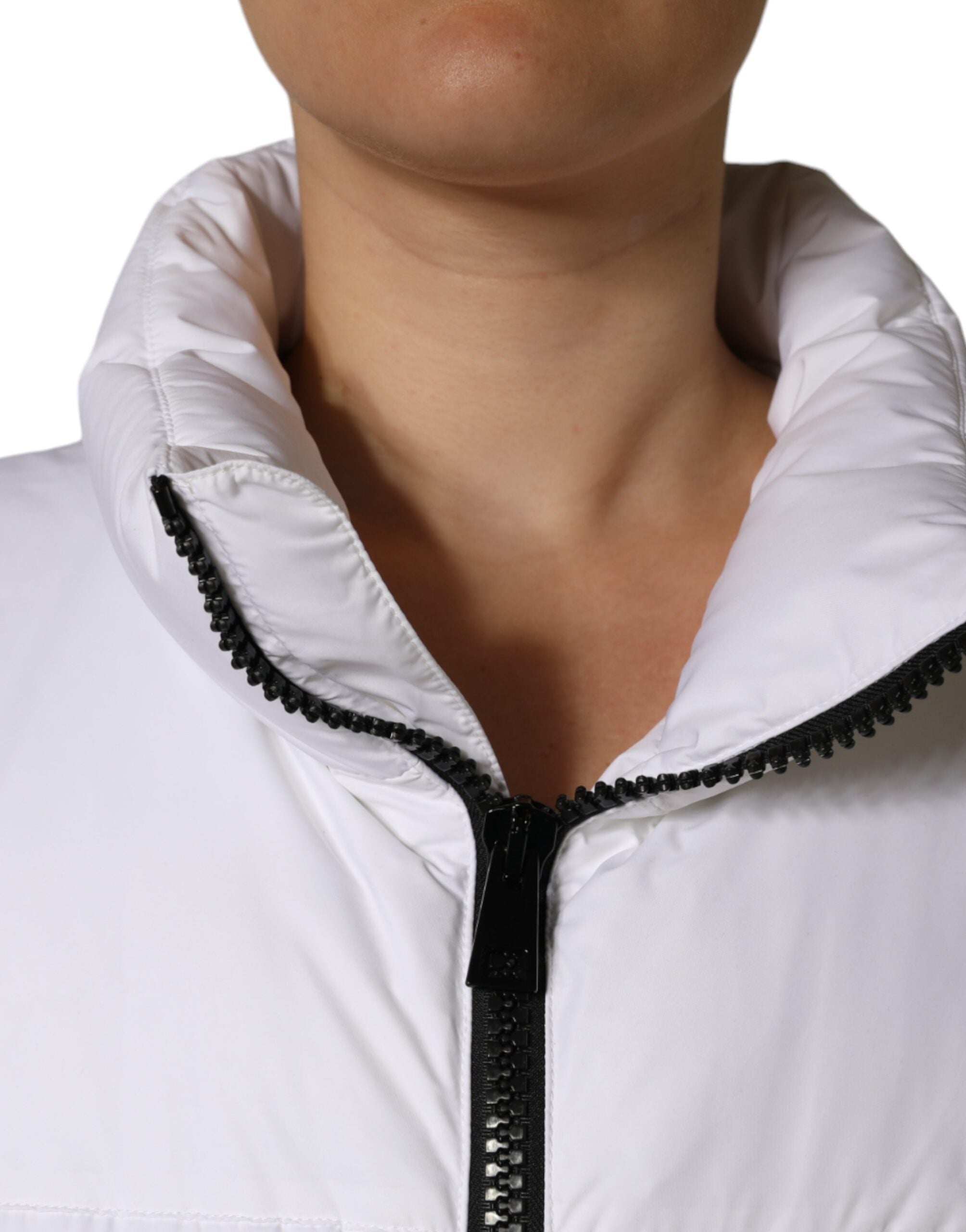 Μπουφάν Dolce & Gabbana White Puffer Quilted Full Zip Coat