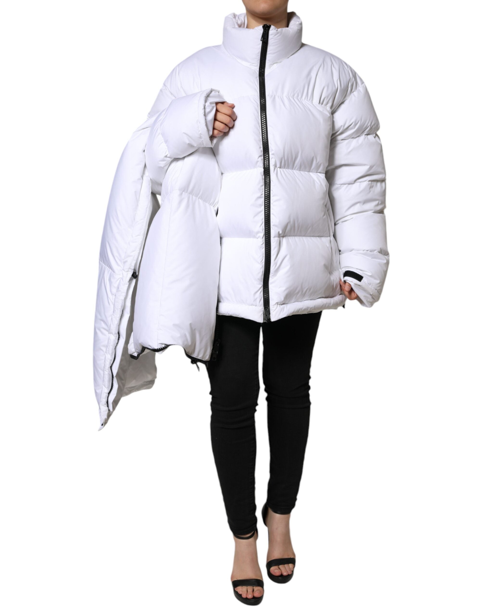 Μπουφάν Dolce & Gabbana White Puffer Quilted Full Zip Coat