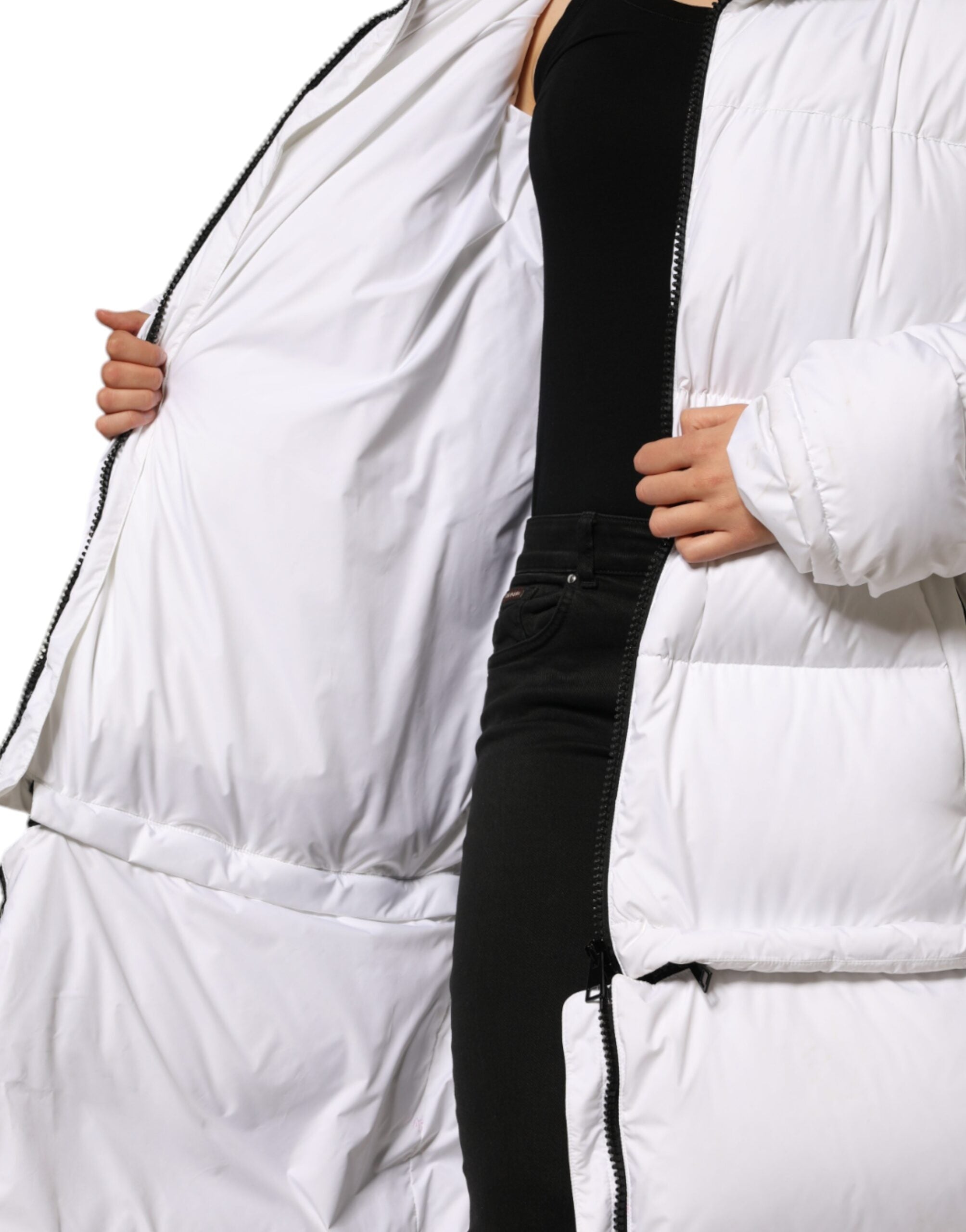 Μπουφάν Dolce & Gabbana White Puffer Quilted Full Zip Coat