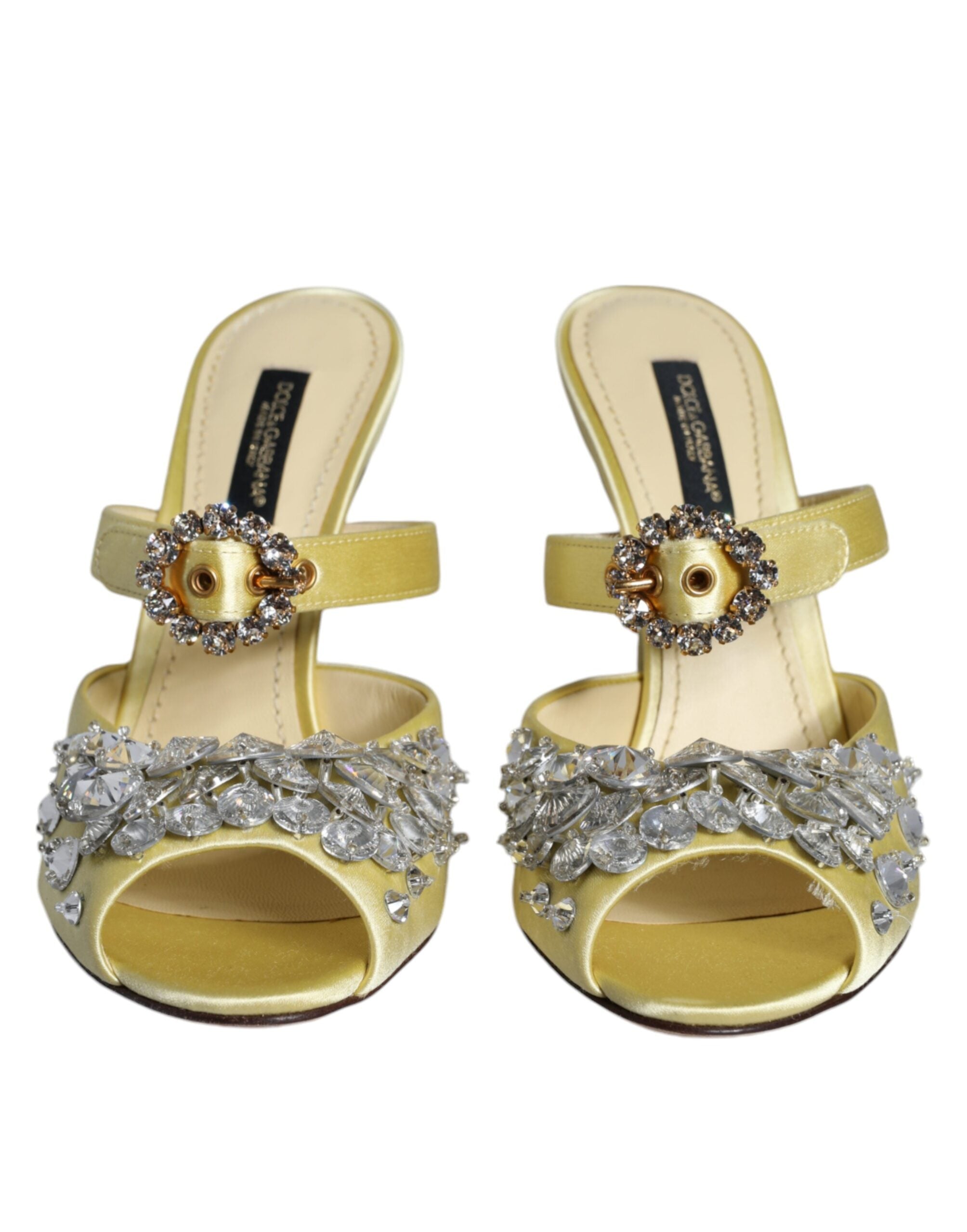 Παπούτσια Dolce & Gabbana Yellow Mary Janes Satin Crystal Sandals Παπούτσια