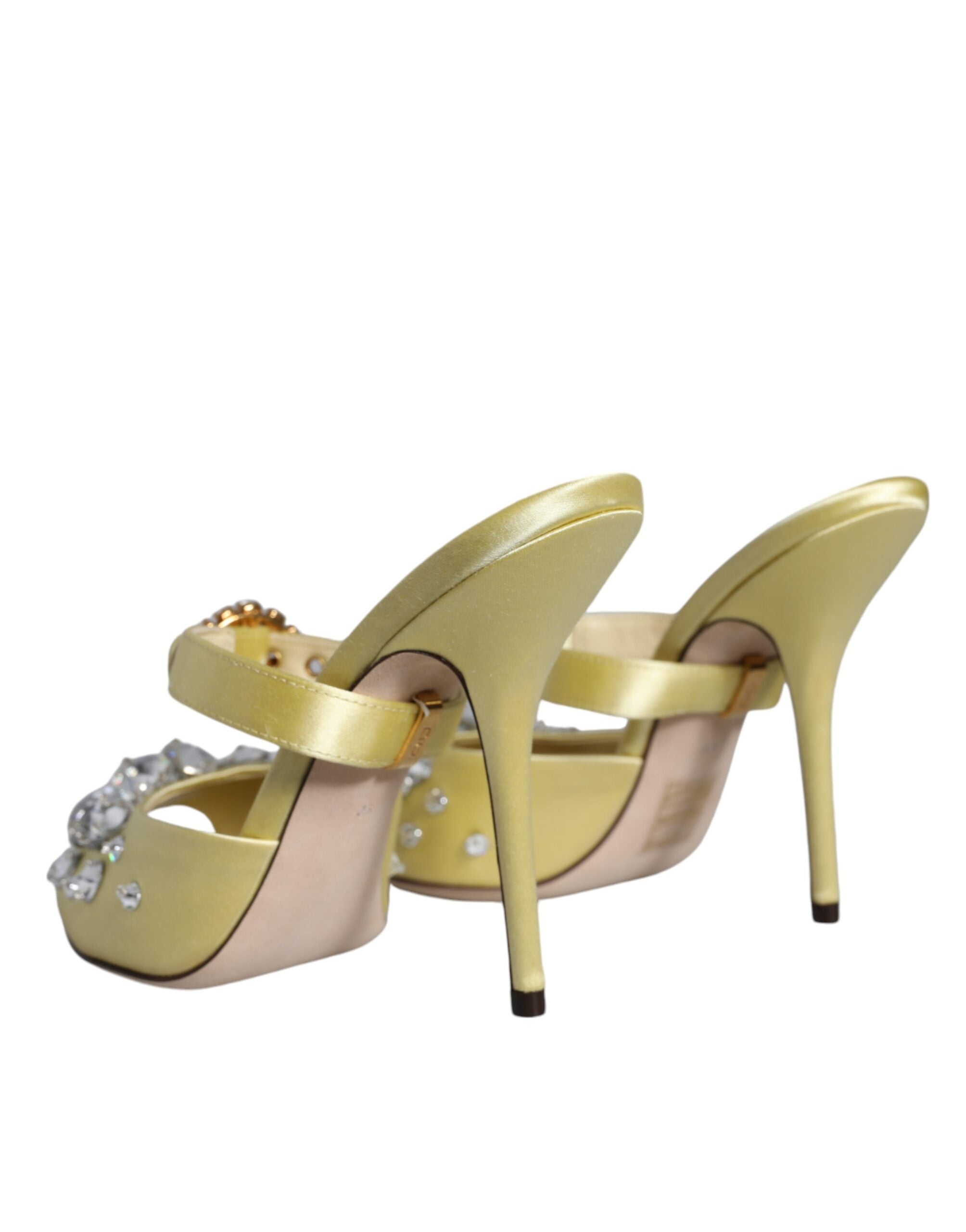 Παπούτσια Dolce & Gabbana Yellow Mary Janes Satin Crystal Sandals Παπούτσια