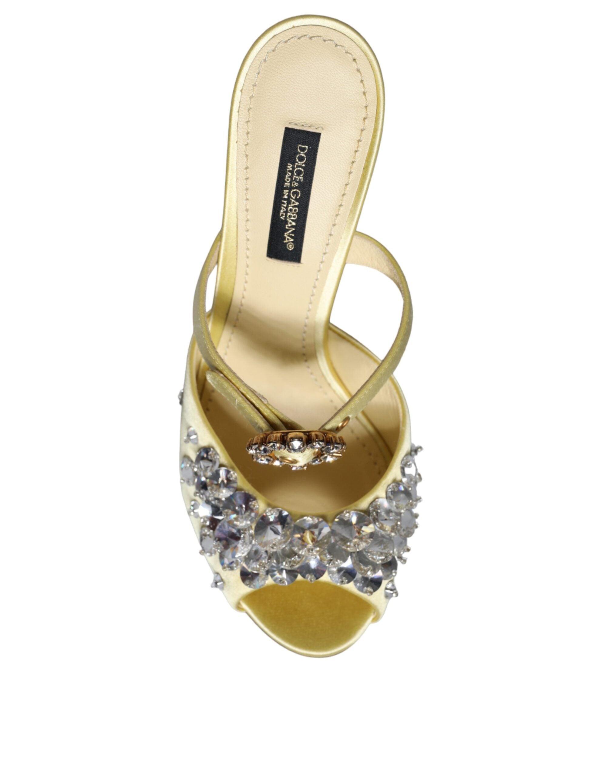 Παπούτσια Dolce & Gabbana Yellow Mary Janes Satin Crystal Sandals Παπούτσια