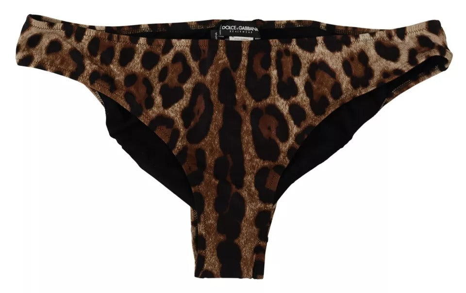 Μαγιό Dolce & Gabbana Brown Leopard Print Μαγιό Μπικίνι κάτω
