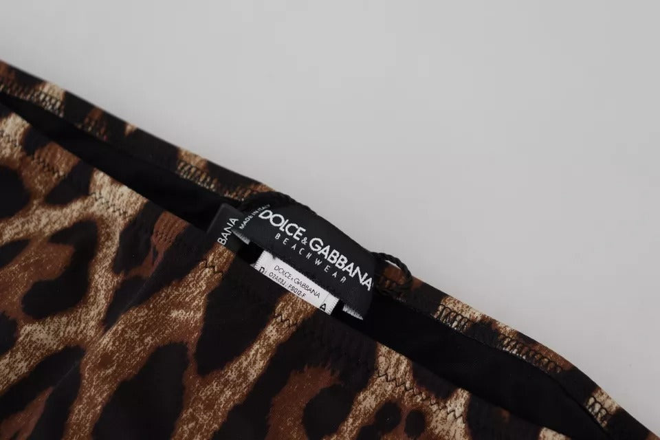 Μαγιό Dolce & Gabbana Brown Leopard Print Μαγιό Μπικίνι κάτω