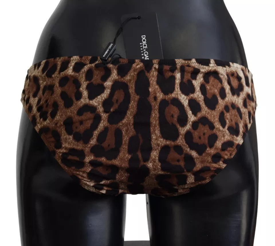 Μαγιό Dolce & Gabbana Brown Leopard Print Μαγιό Μπικίνι κάτω