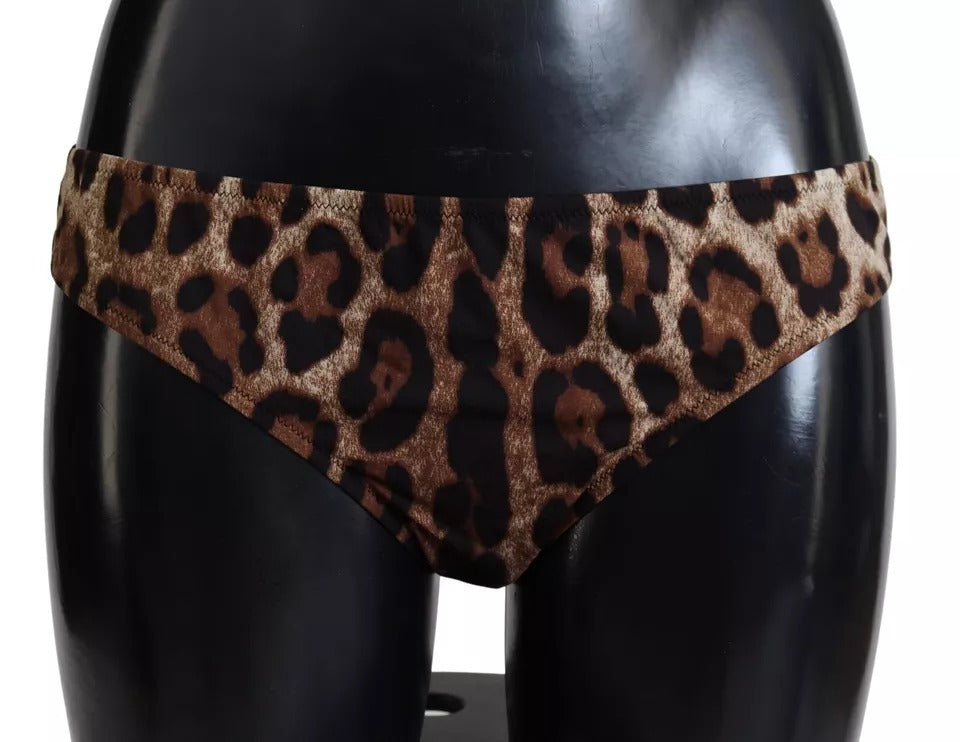 Μαγιό Dolce & Gabbana Brown Leopard Print Μαγιό Μπικίνι κάτω
