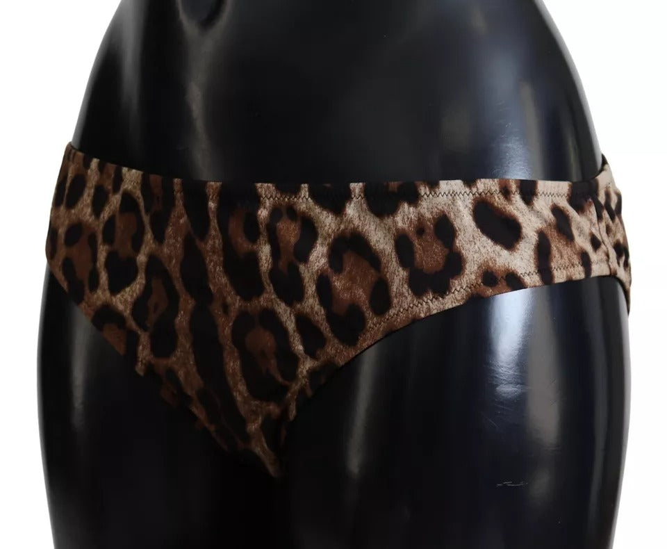 Μαγιό Dolce & Gabbana Brown Leopard Print Μαγιό Μπικίνι κάτω