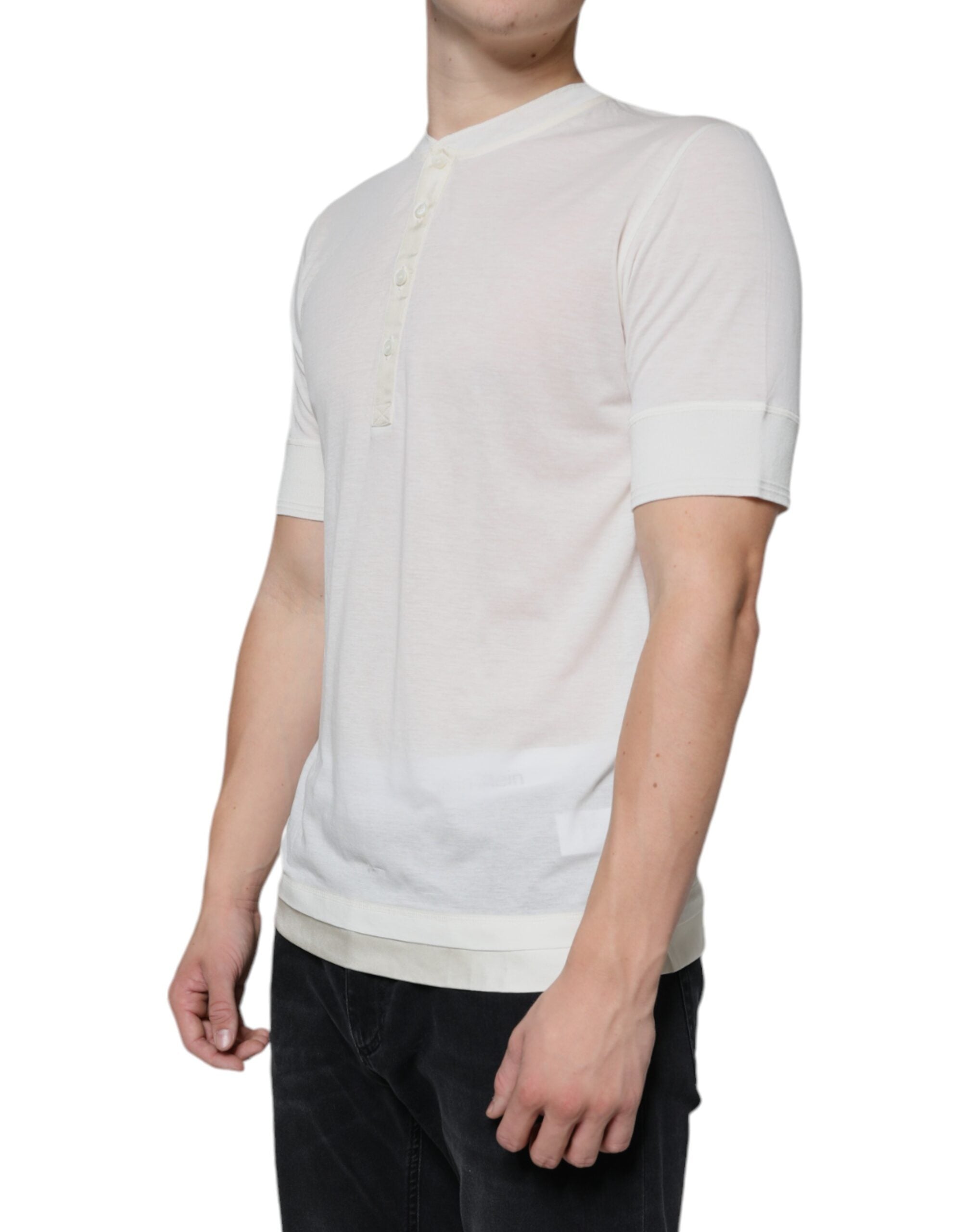 Μπλουζάκι Dolce & Gabbana Off White από βαμβακερό κοντό μανίκι