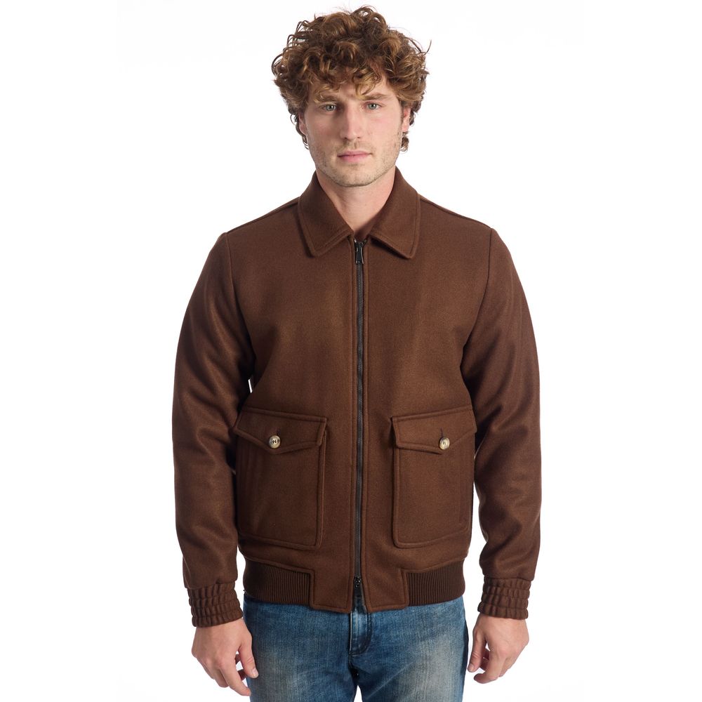 Ανδρικό μπουφάν Roberto Pepe Luxury Brown Polyester