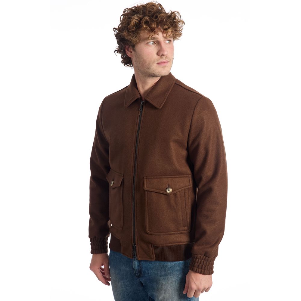 Ανδρικό μπουφάν Roberto Pepe Luxury Brown Polyester