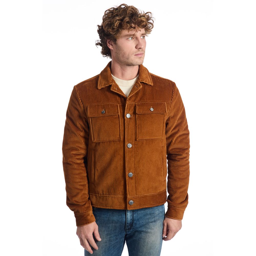 Ανδρικό μπουφάν Roberto Pepe Luxury Brown Cotton