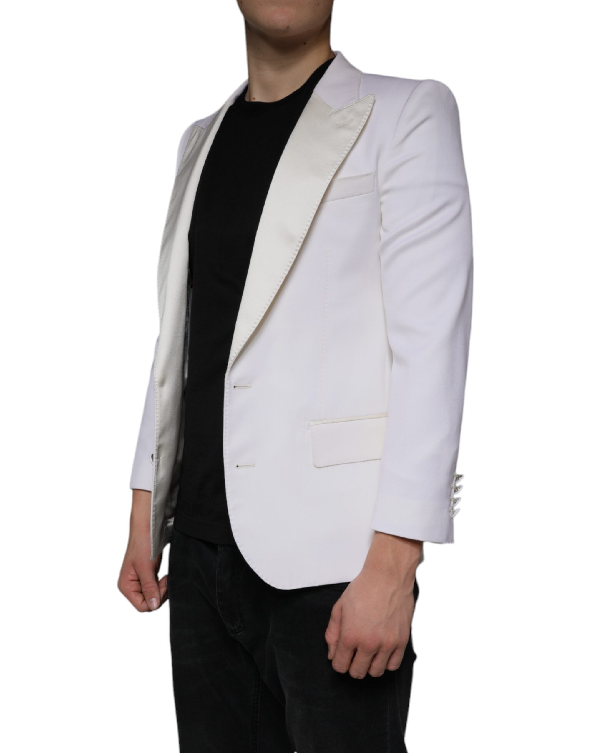 Dolce & Gabbana Off White Wool σακάκι με μονό στήθος