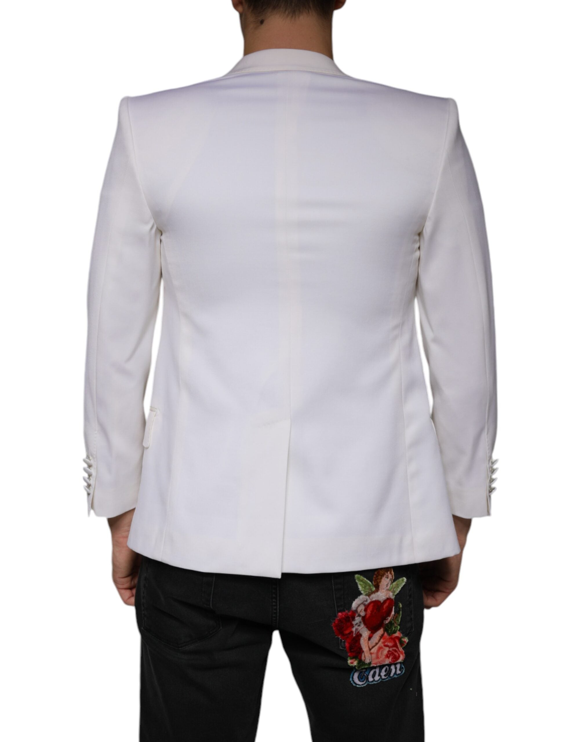 Dolce & Gabbana Off White Wool σακάκι με μονό στήθος