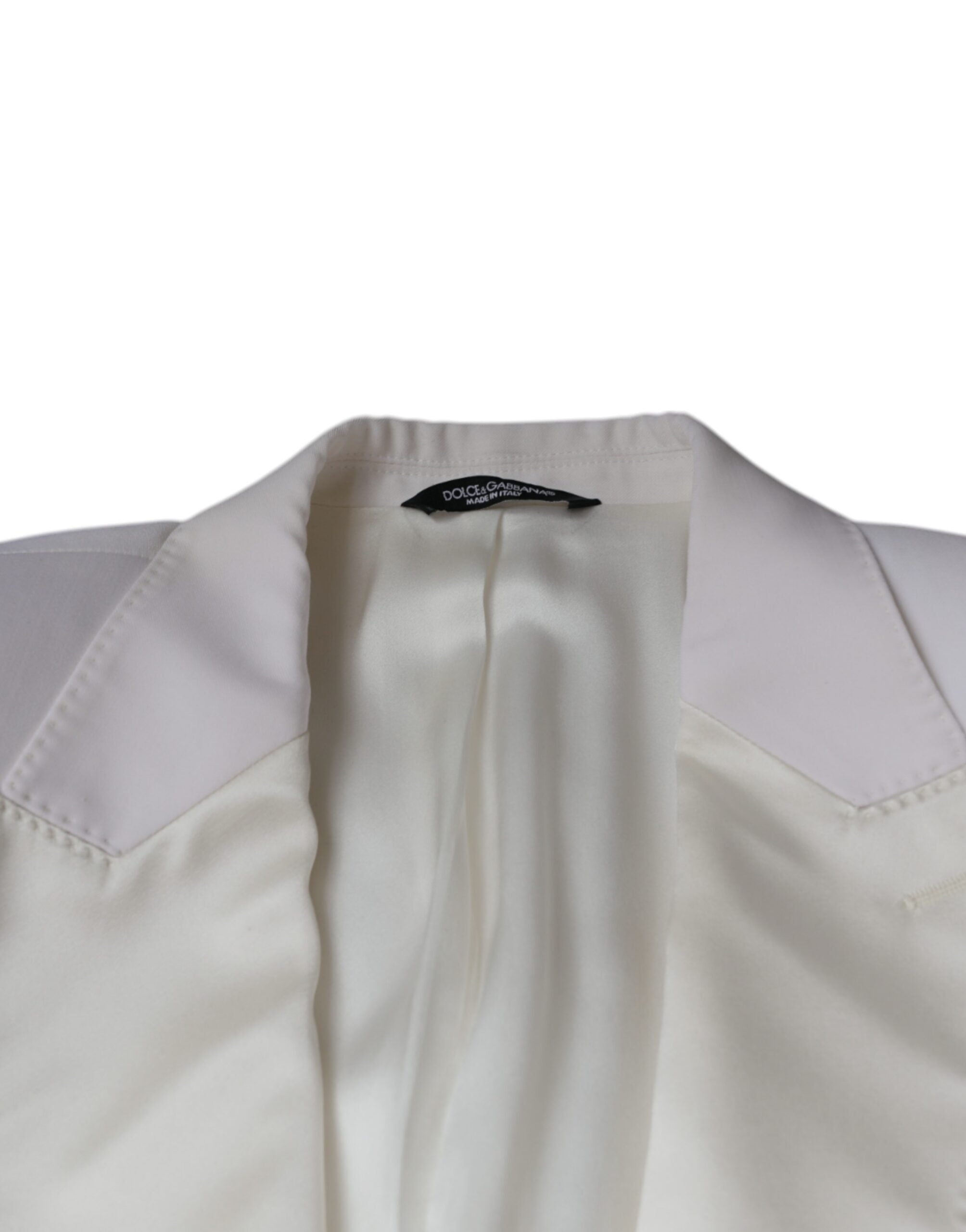 Dolce & Gabbana Off White Wool σακάκι με μονό στήθος