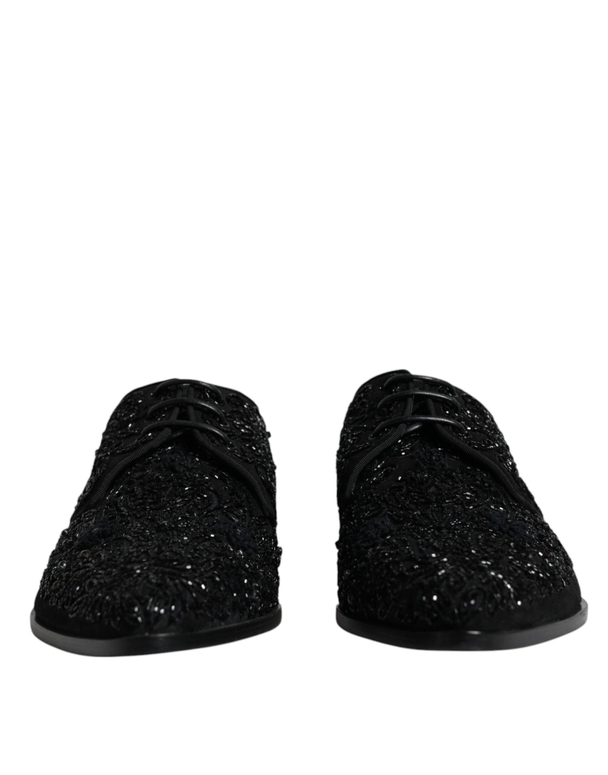 Επίσημα παπούτσια Dolce & Gabbana Μαύρα Διακοσμημένα Suede Derby