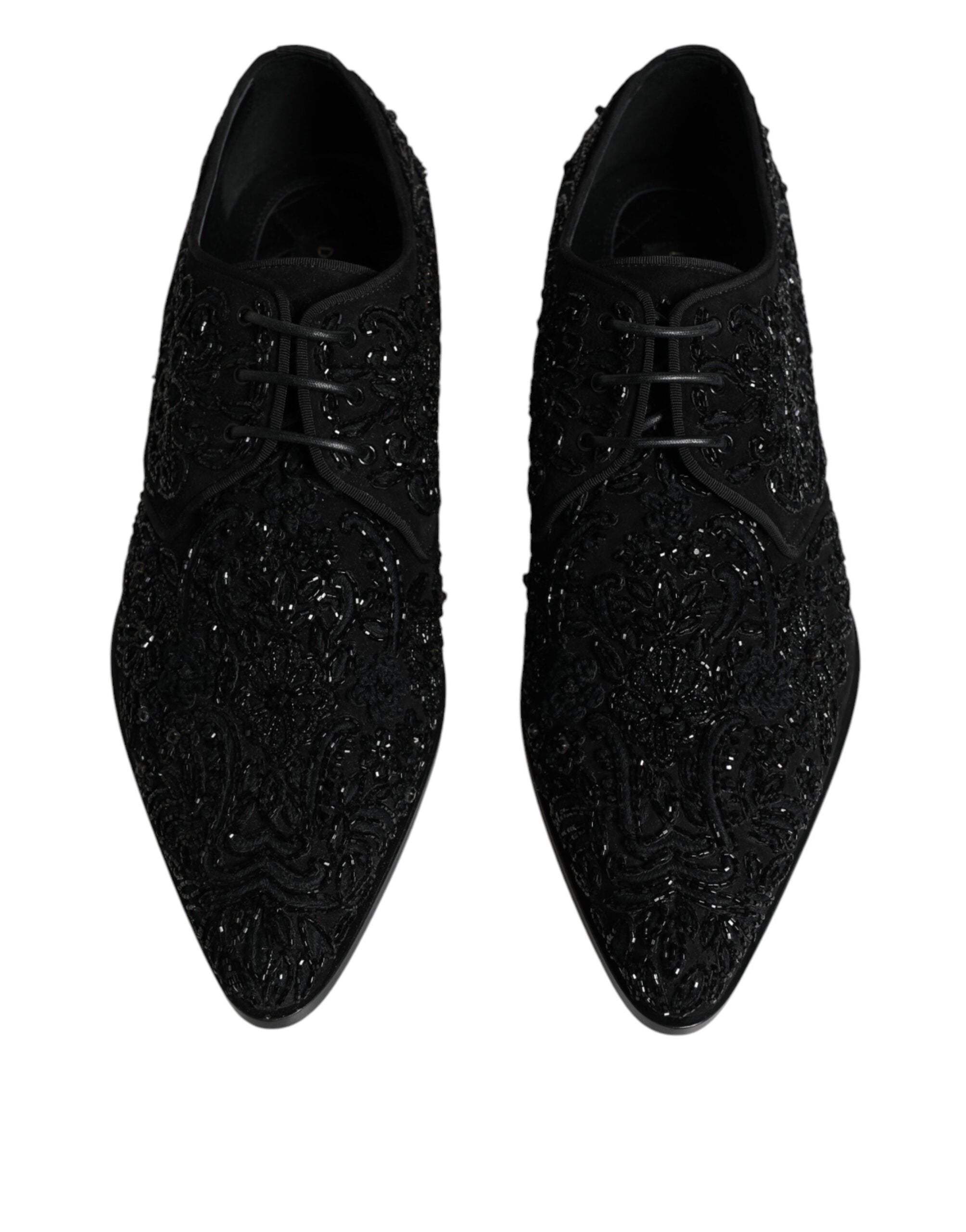 Επίσημα παπούτσια Dolce & Gabbana Μαύρα Διακοσμημένα Suede Derby