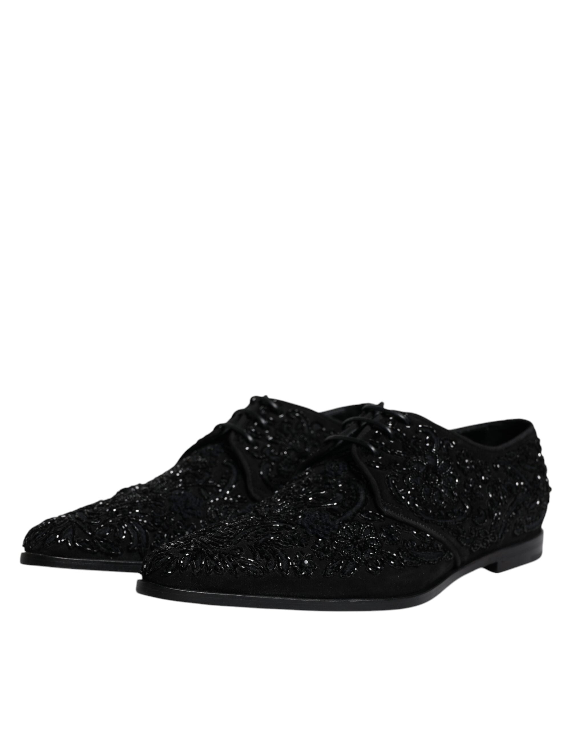 Επίσημα παπούτσια Dolce & Gabbana Μαύρα Διακοσμημένα Suede Derby
