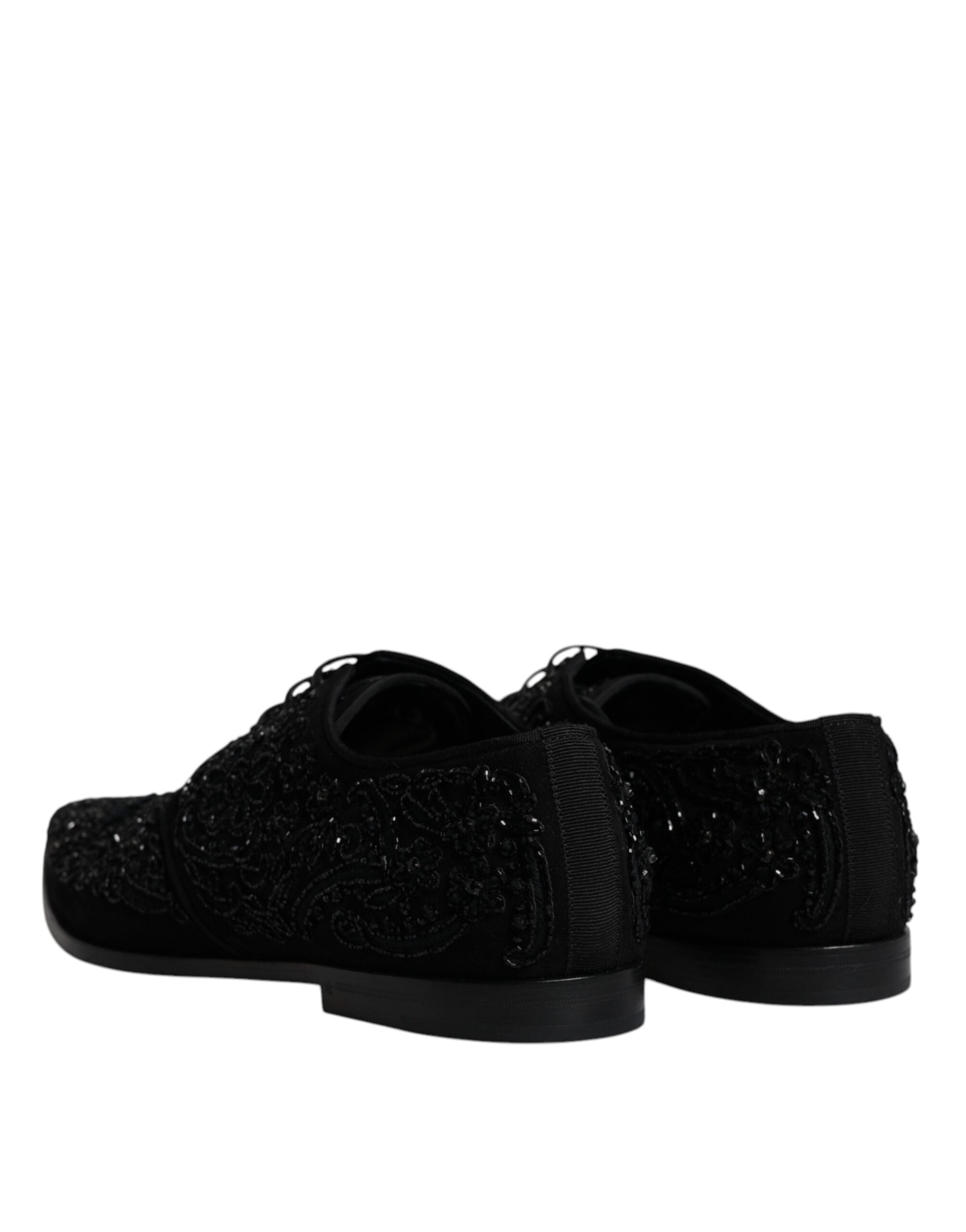 Επίσημα παπούτσια Dolce & Gabbana Μαύρα Διακοσμημένα Suede Derby