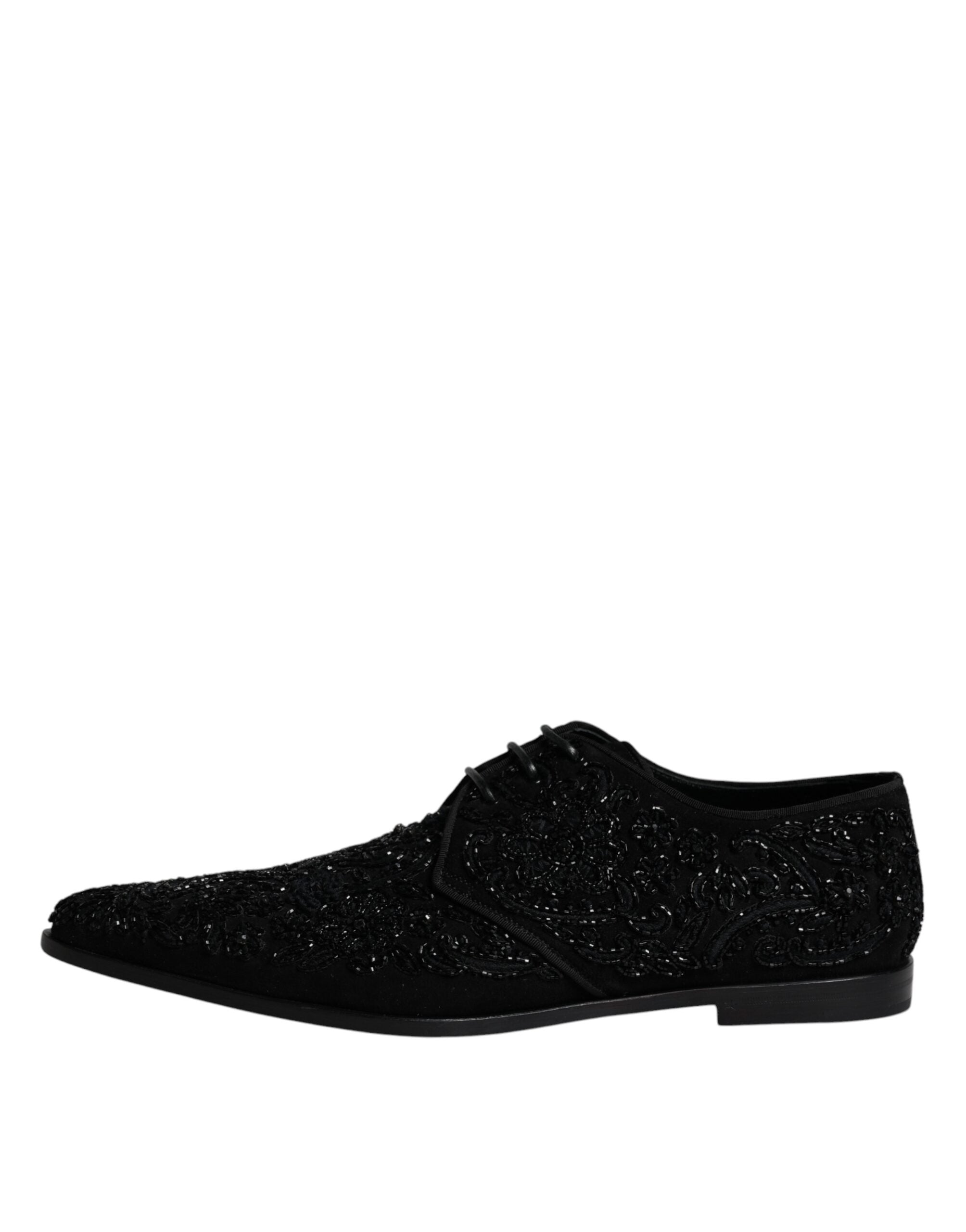 Επίσημα παπούτσια Dolce & Gabbana Μαύρα Διακοσμημένα Suede Derby