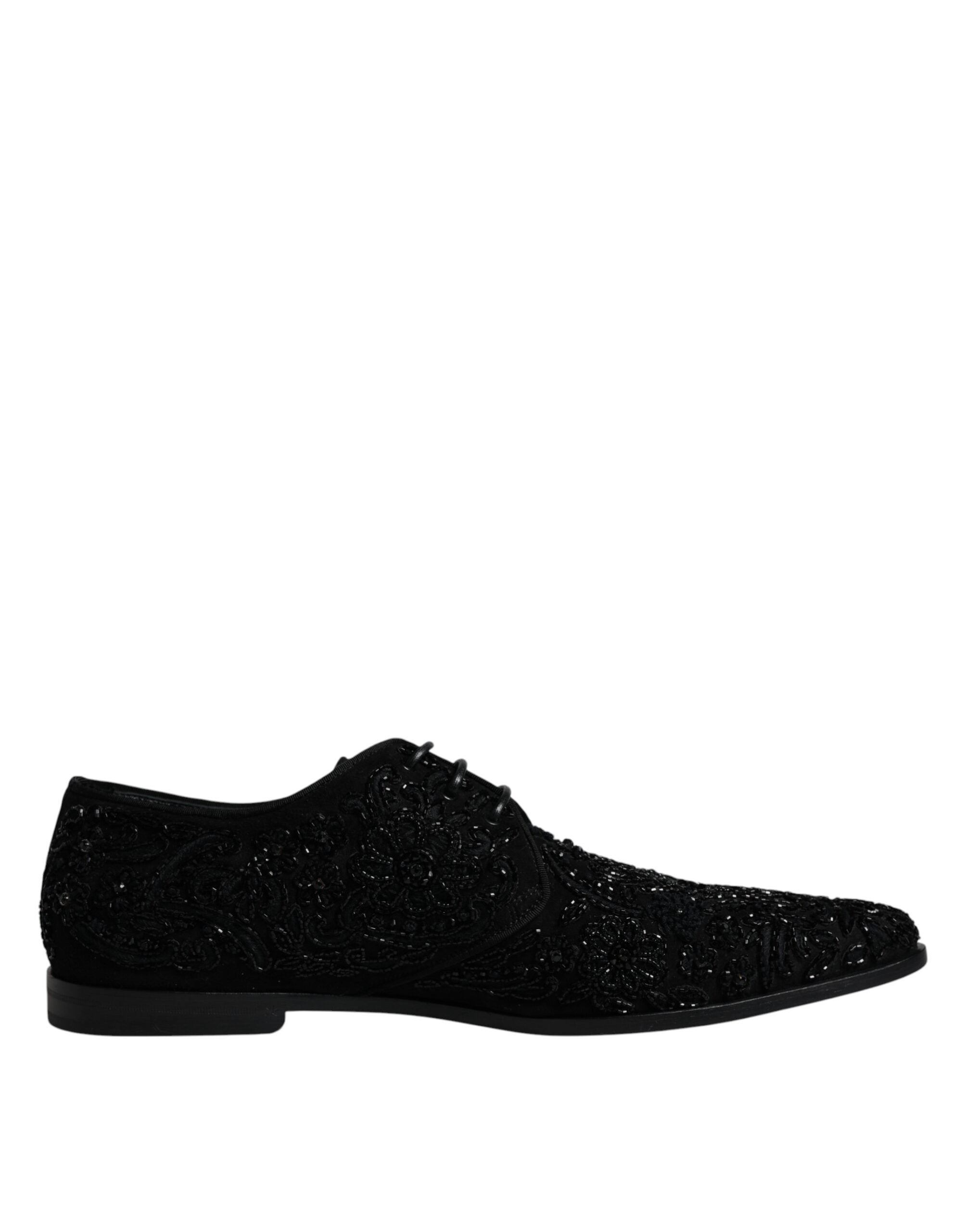 Επίσημα παπούτσια Dolce & Gabbana Μαύρα Διακοσμημένα Suede Derby