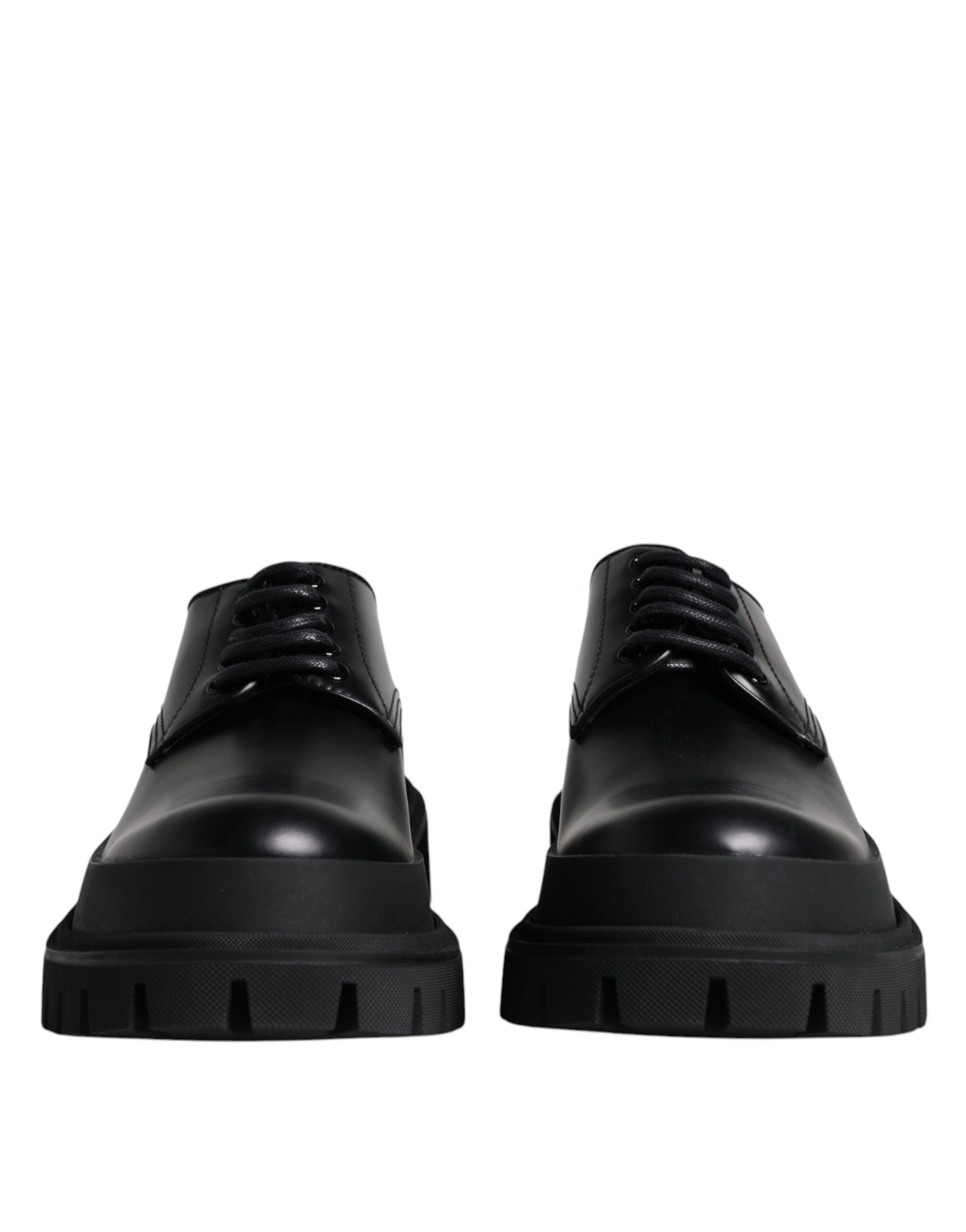 Dolce & Gabbana Μαύρα δερμάτινα παπούτσια Trekking με κορδόνια