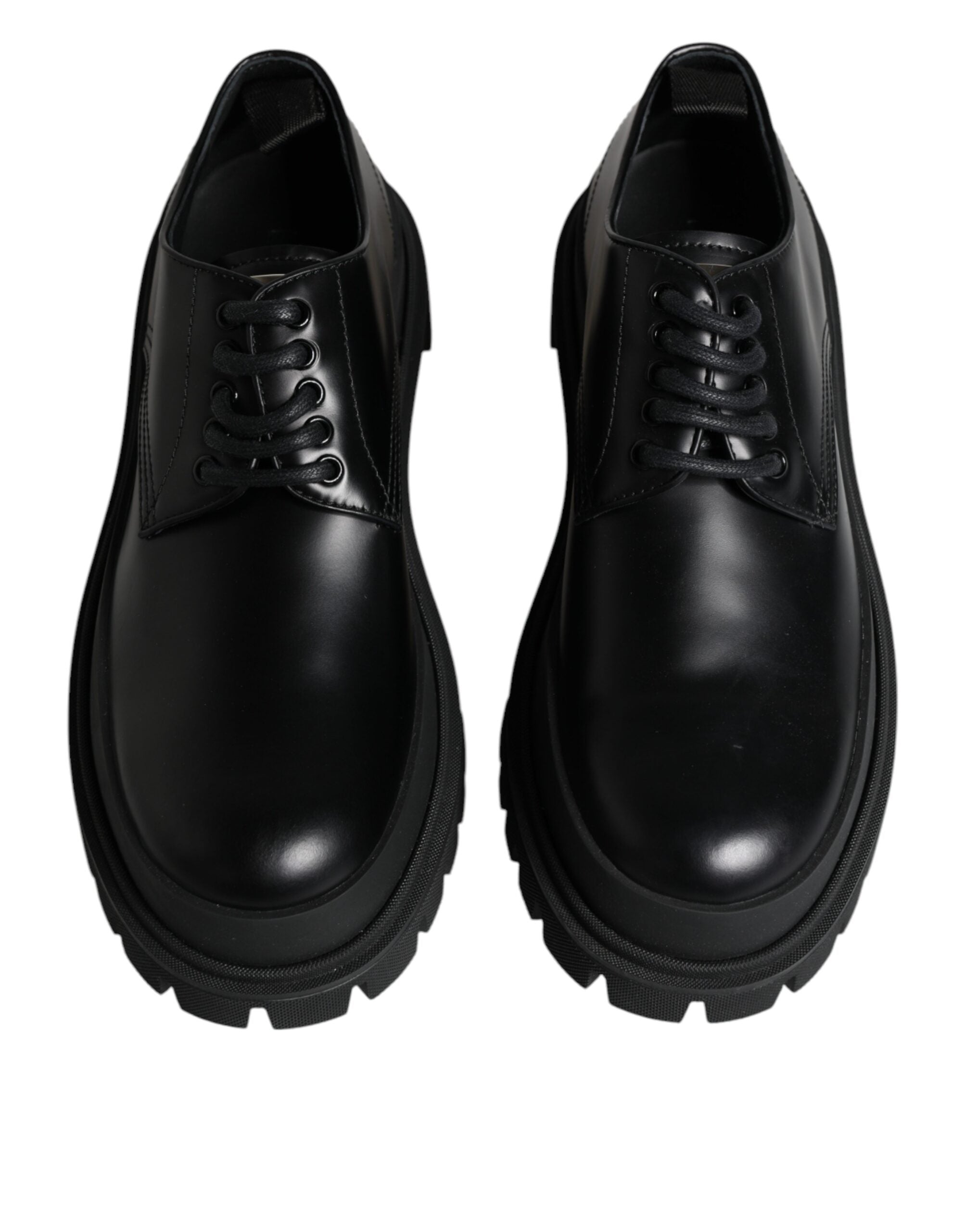 Dolce & Gabbana Μαύρα δερμάτινα παπούτσια Trekking με κορδόνια