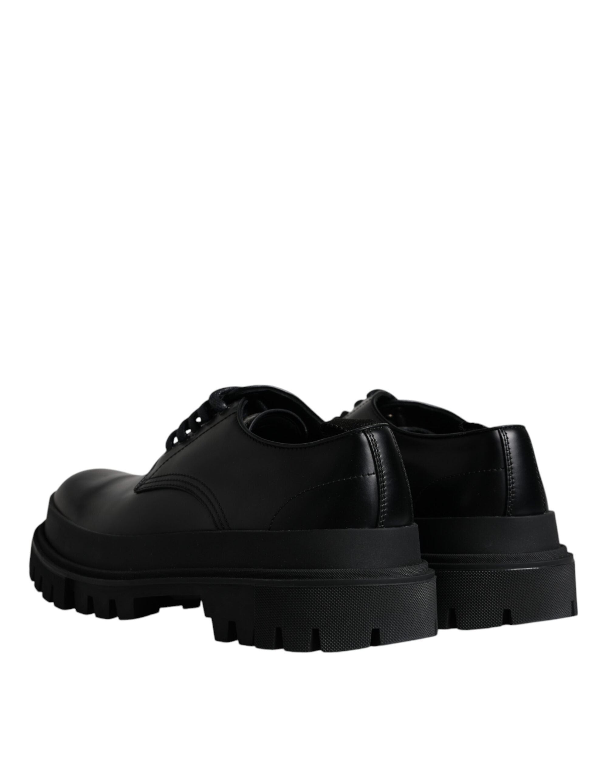 Dolce & Gabbana Μαύρα δερμάτινα παπούτσια Trekking με κορδόνια