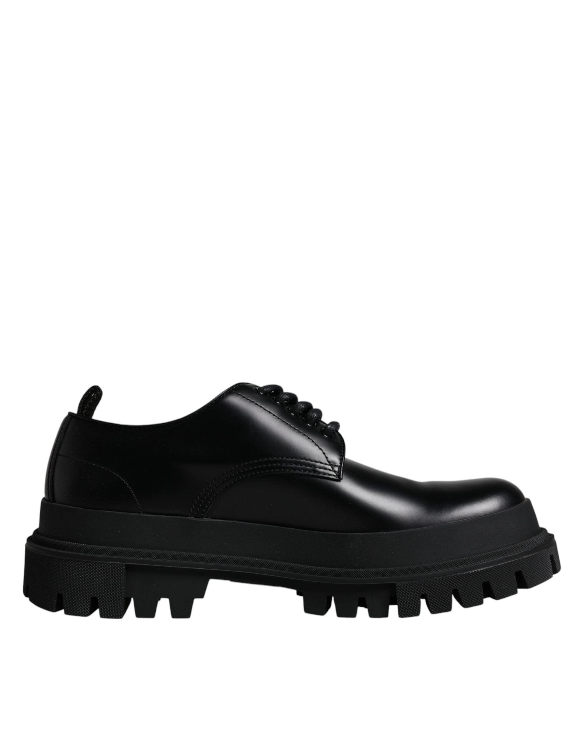 Dolce & Gabbana Μαύρα δερμάτινα παπούτσια Trekking με κορδόνια