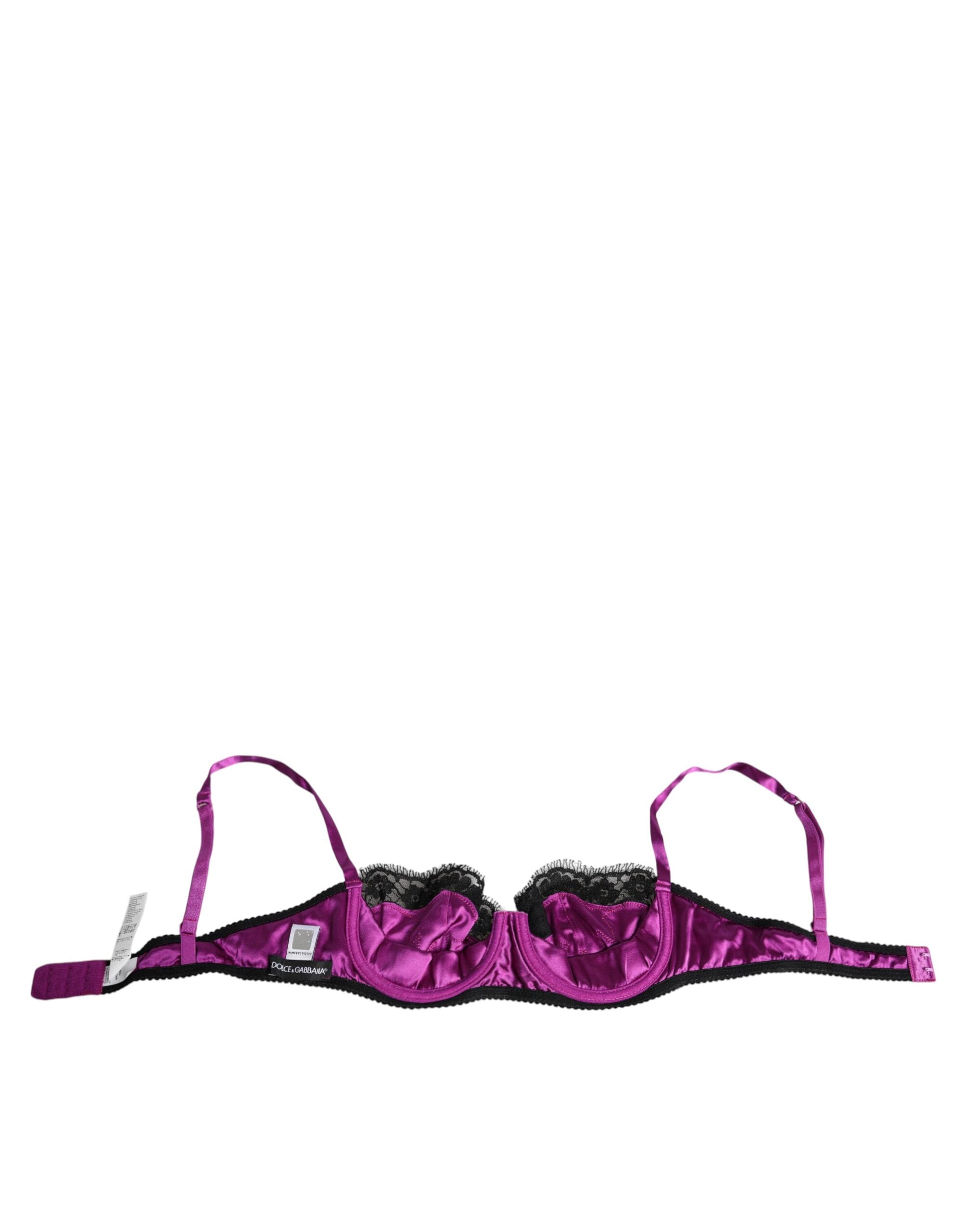 Dolce & Gabbana Purple Silk Underwired Balconette Εσώρουχα