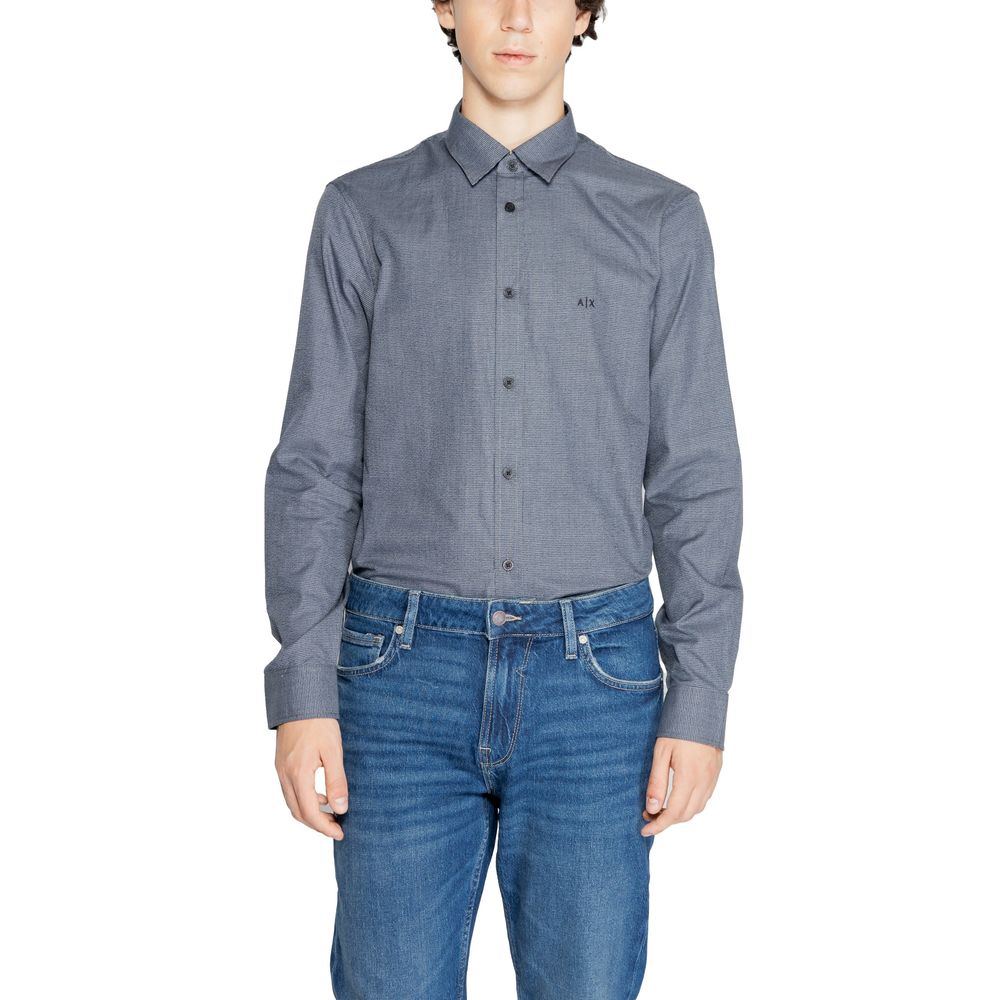 Μπλε βαμβακερό πουκάμισο Armani Exchange