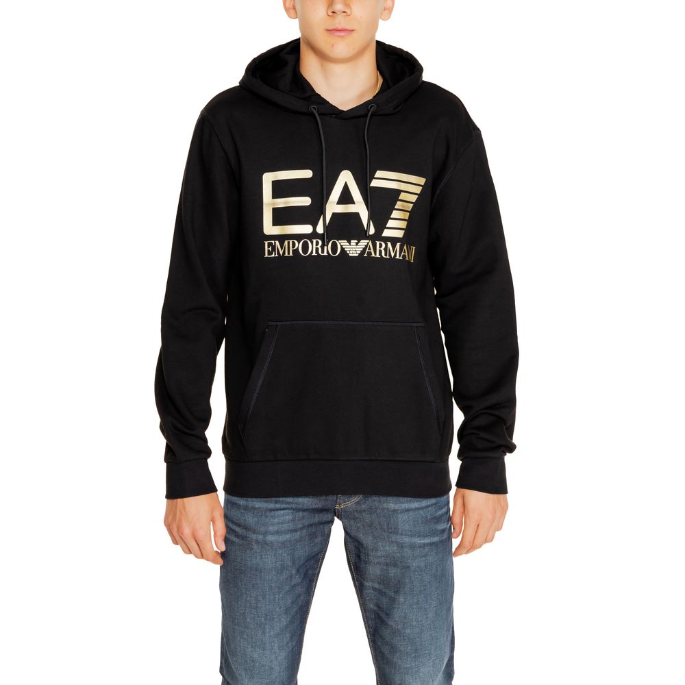 EA7 Emporio Armani Black Cotton Hoodie