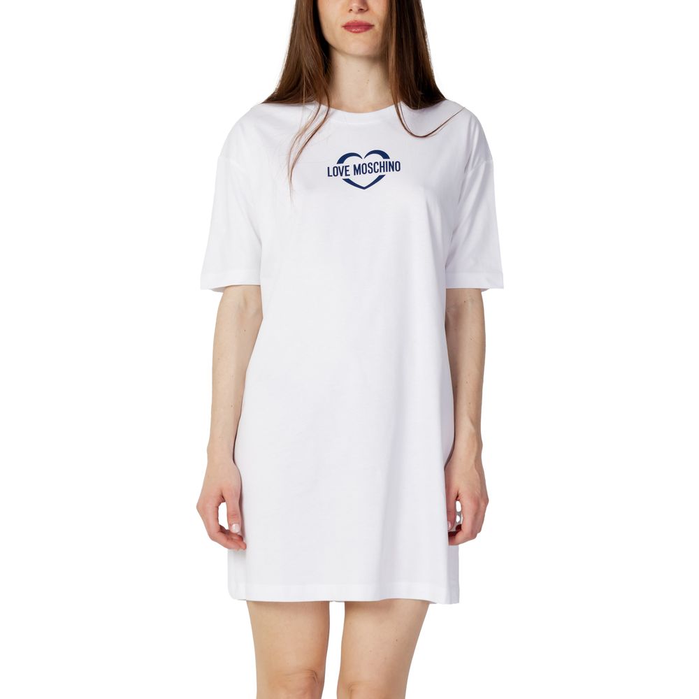 Love Moschino White Cotton Short Dress