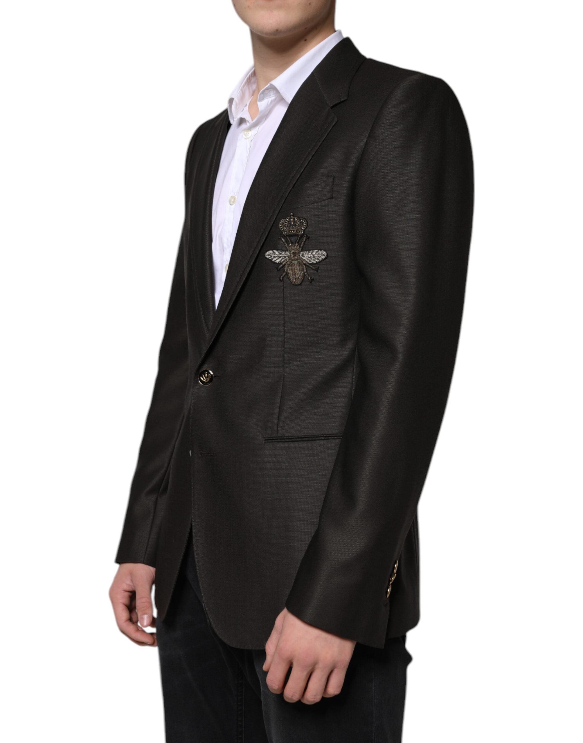 Dolce & Gabbana Μαύρο Μαλλί Μέλισσας Μονόστομο Formal Blazer