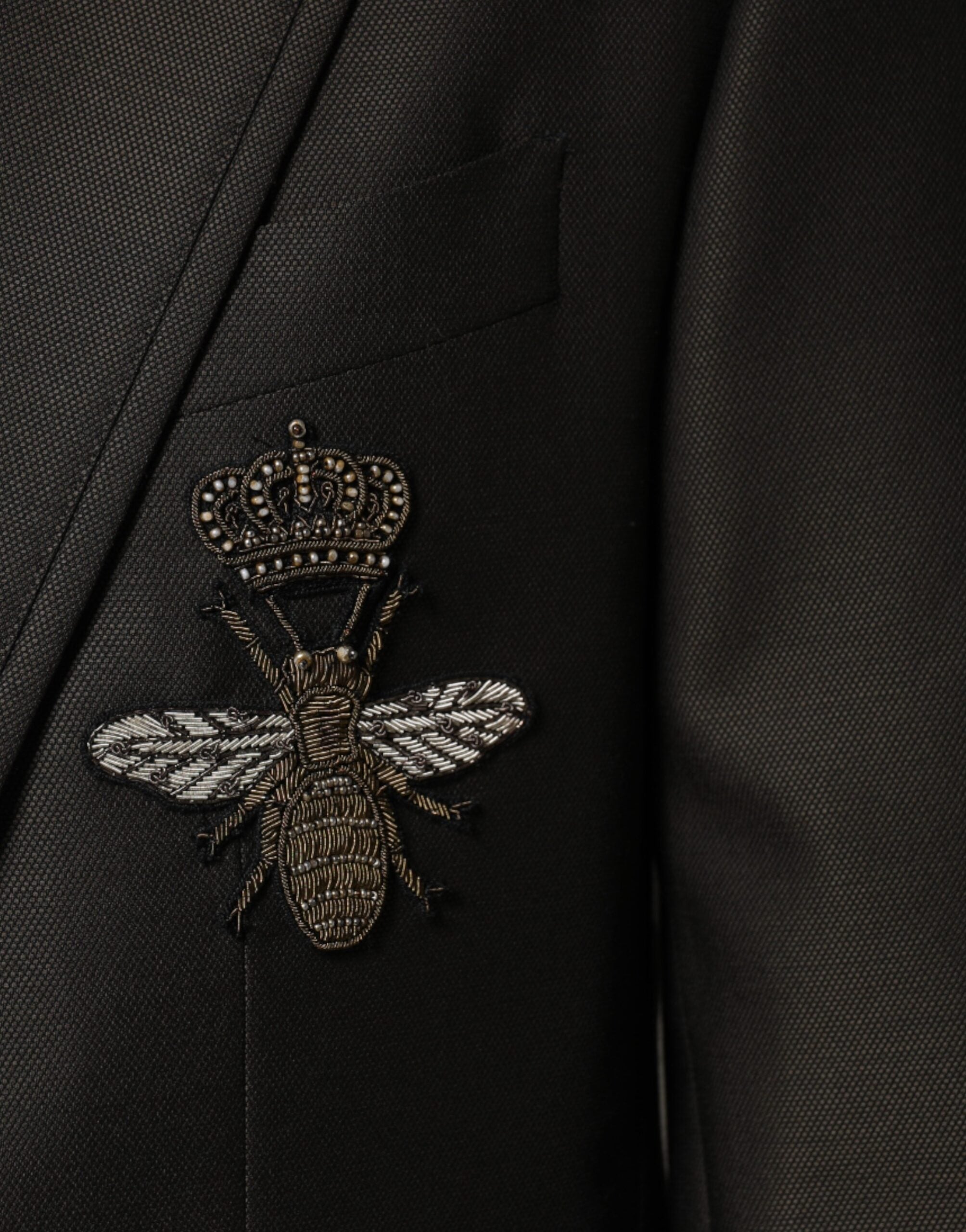 Dolce & Gabbana Μαύρο Μαλλί Μέλισσας Μονόστομο Formal Blazer