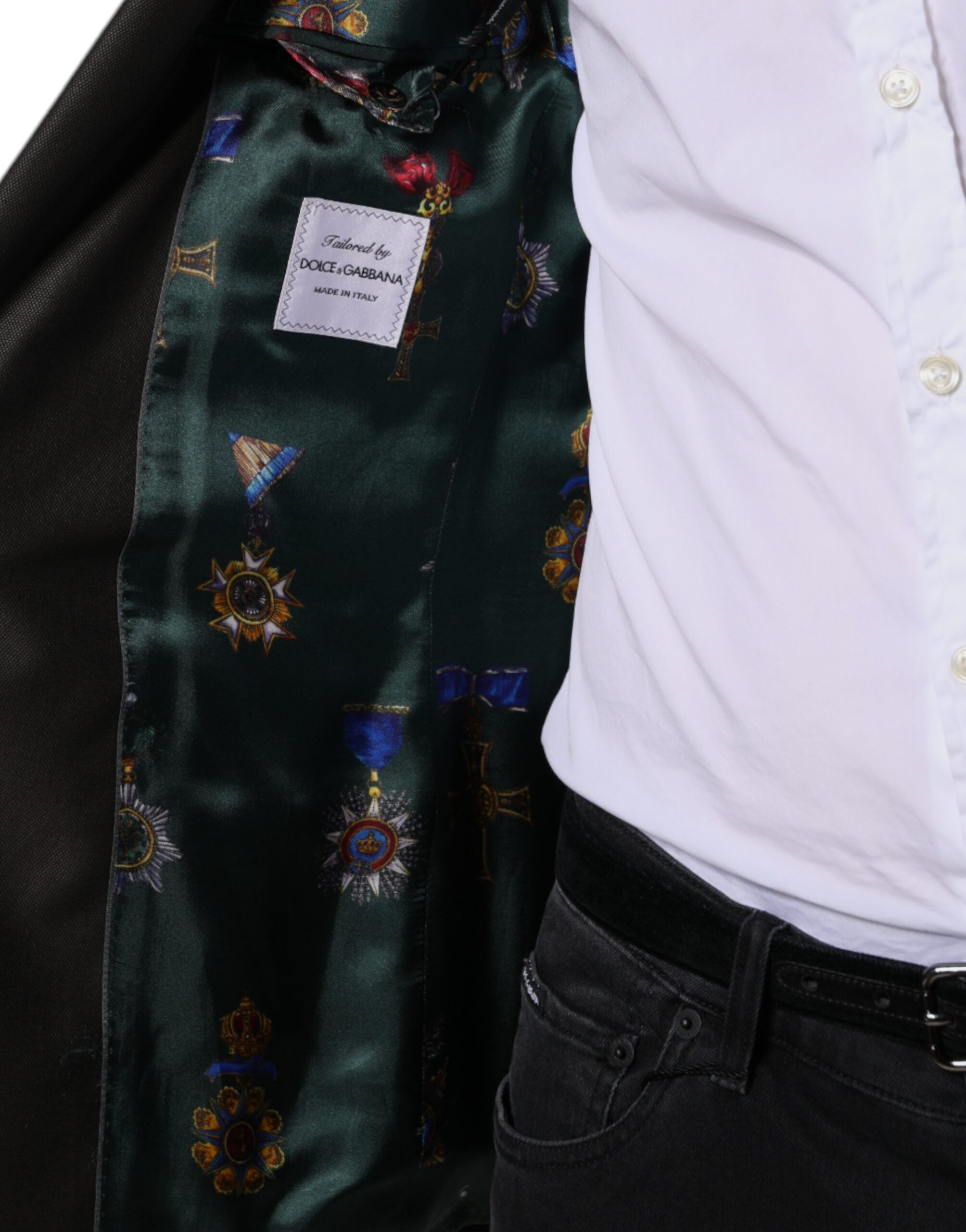 Dolce & Gabbana Μαύρο Μαλλί Μέλισσας Μονόστομο Formal Blazer