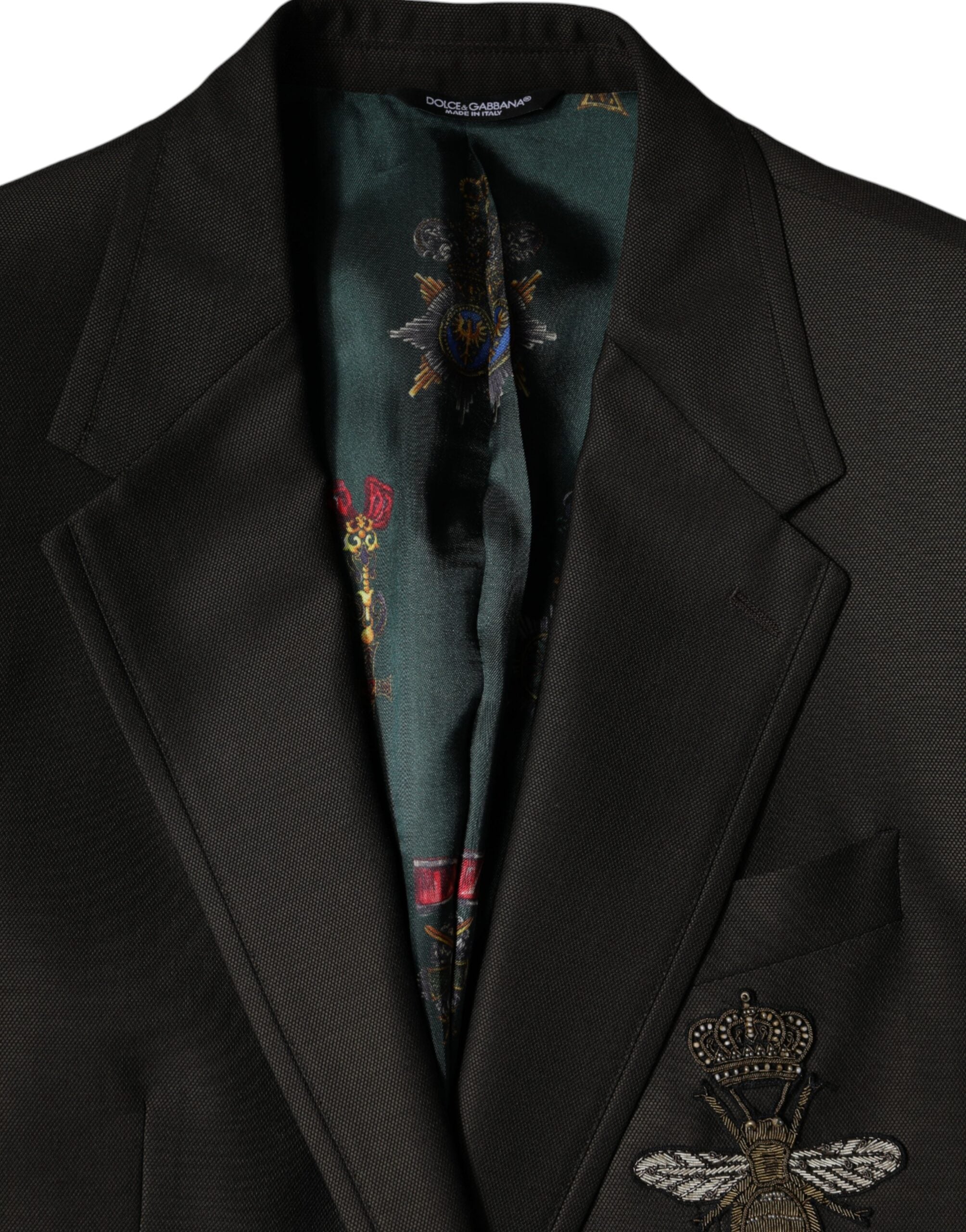 Dolce & Gabbana Μαύρο Μαλλί Μέλισσας Μονόστομο Formal Blazer