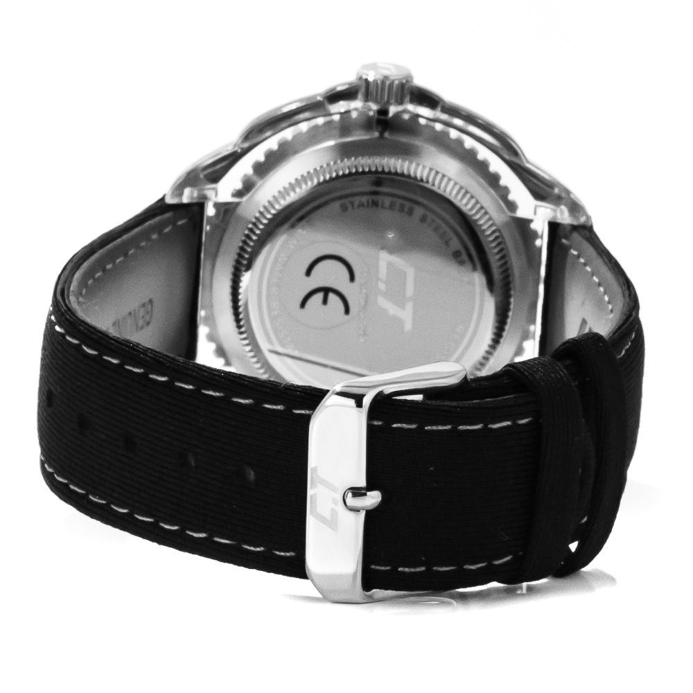 Μαύρο δερμάτινο ρολόι Chronotech