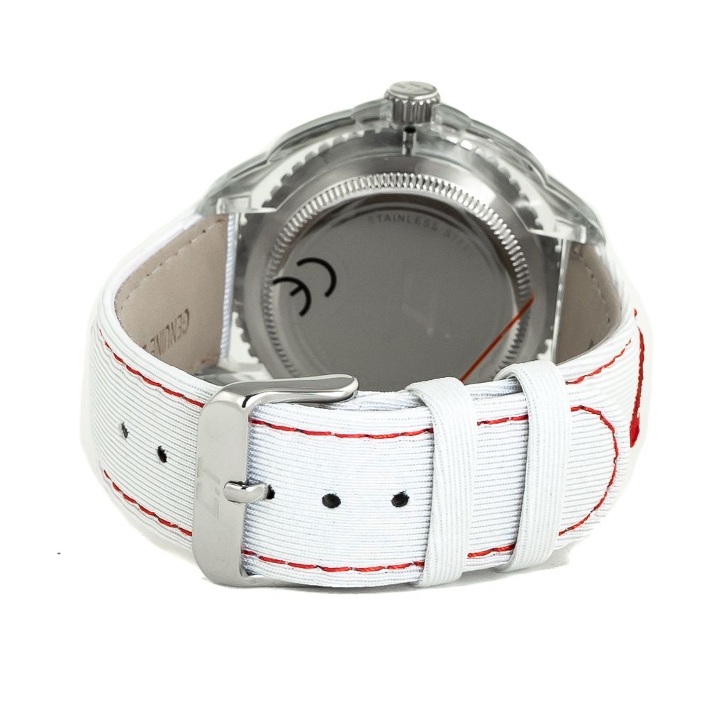 Λευκό δερμάτινο ρολόι Chronotech