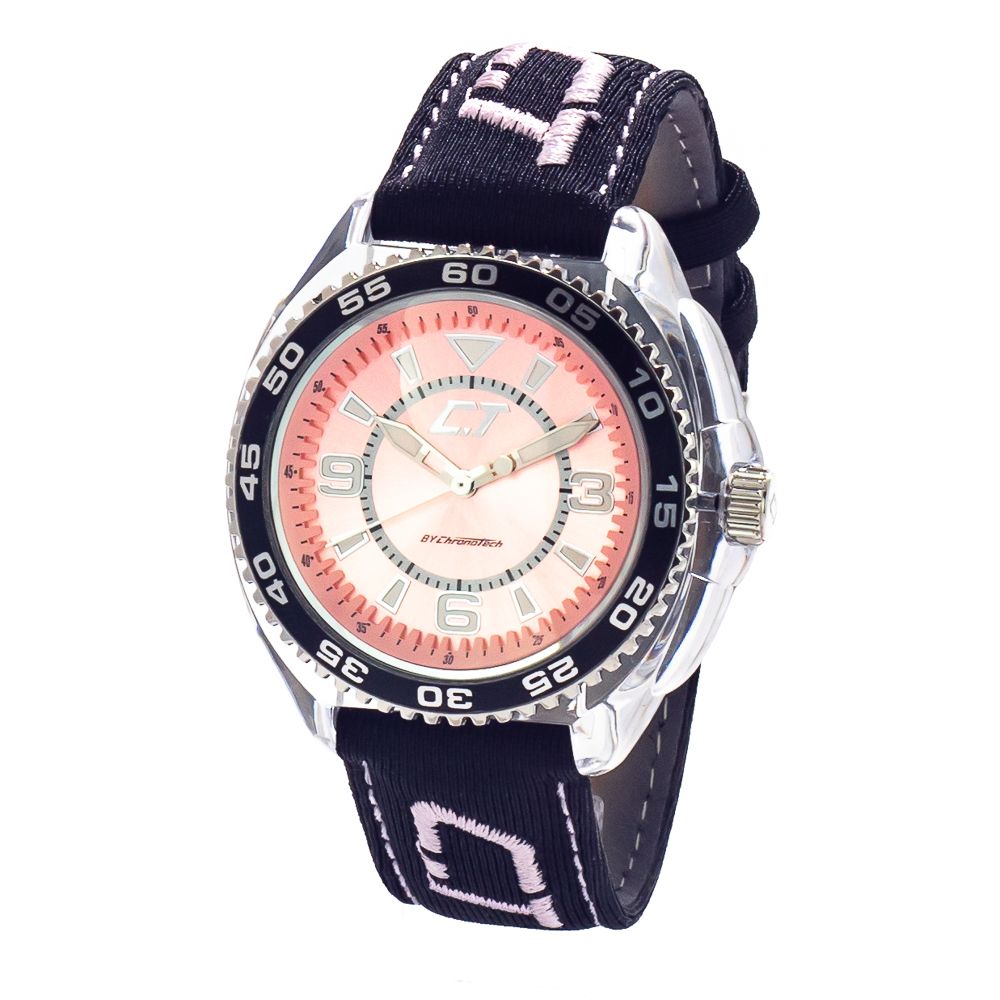 Μαύρο δερμάτινο ρολόι Chronotech