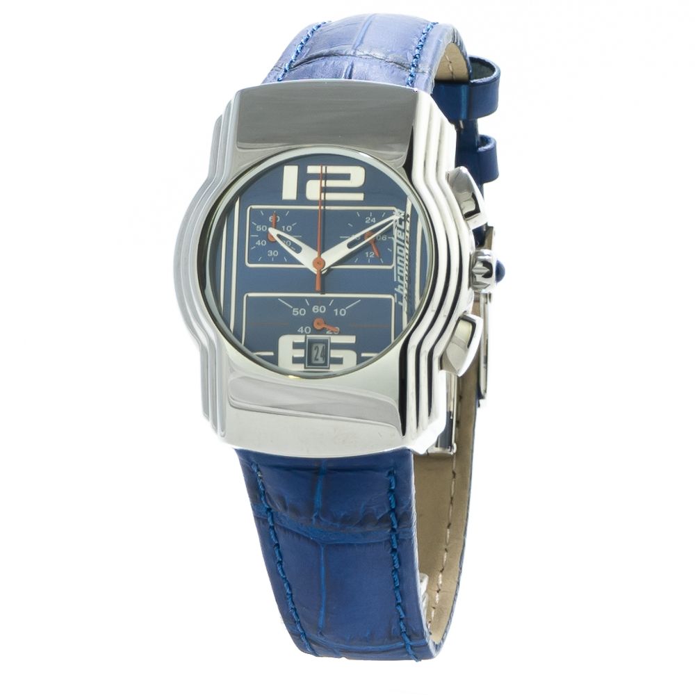 Μπλε δερμάτινο ρολόι Chronotech