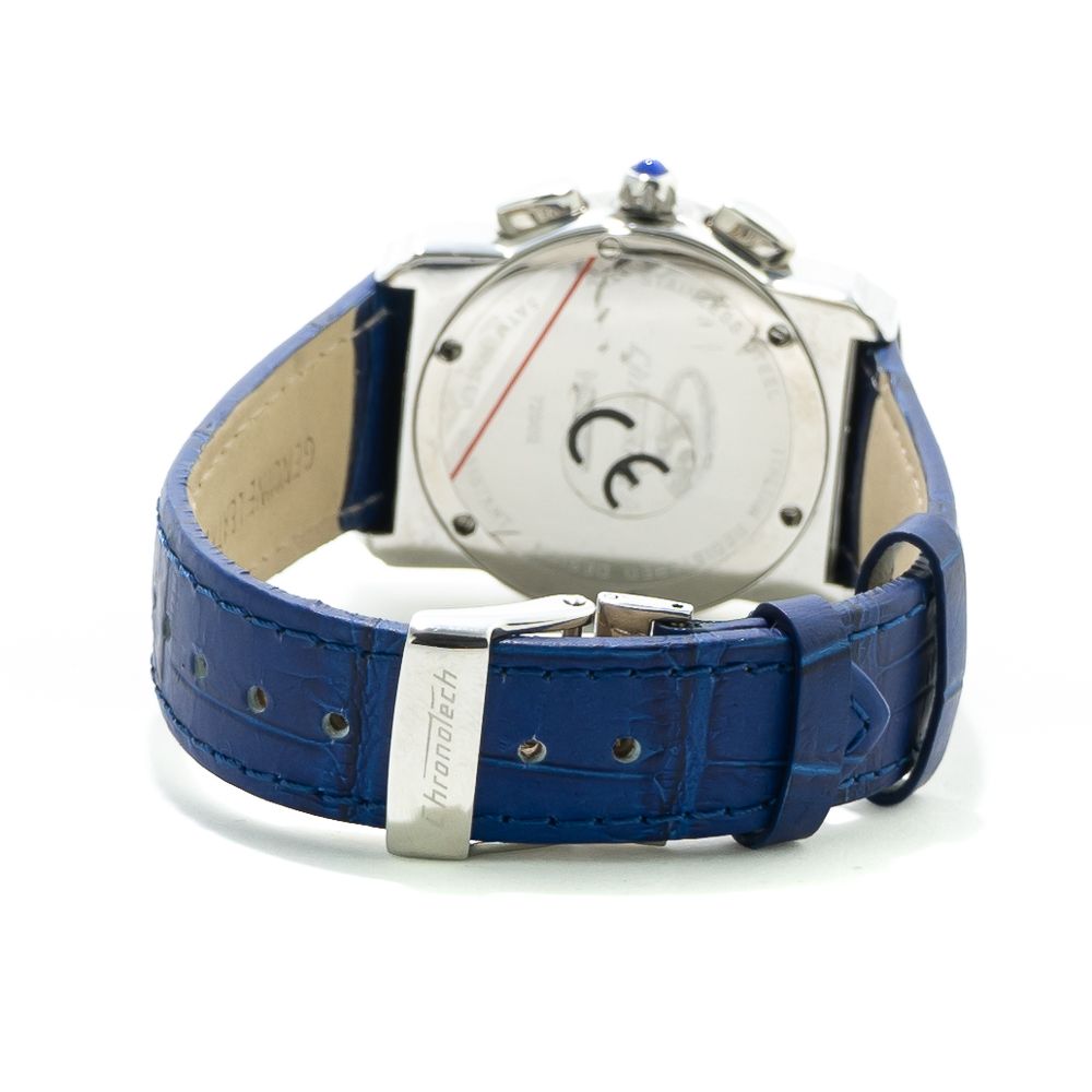 Μπλε δερμάτινο ρολόι Chronotech