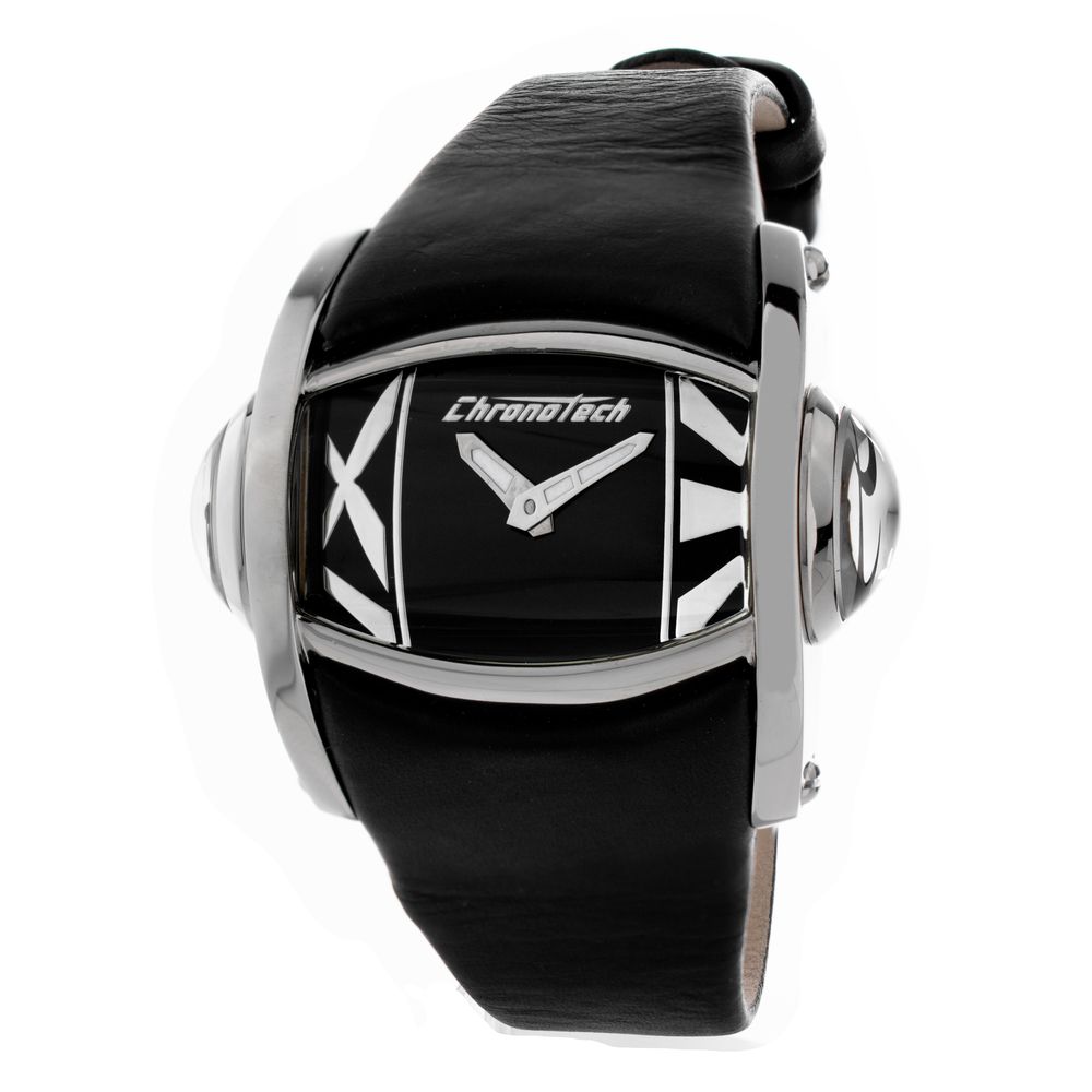 Μαύρο δερμάτινο ρολόι Chronotech