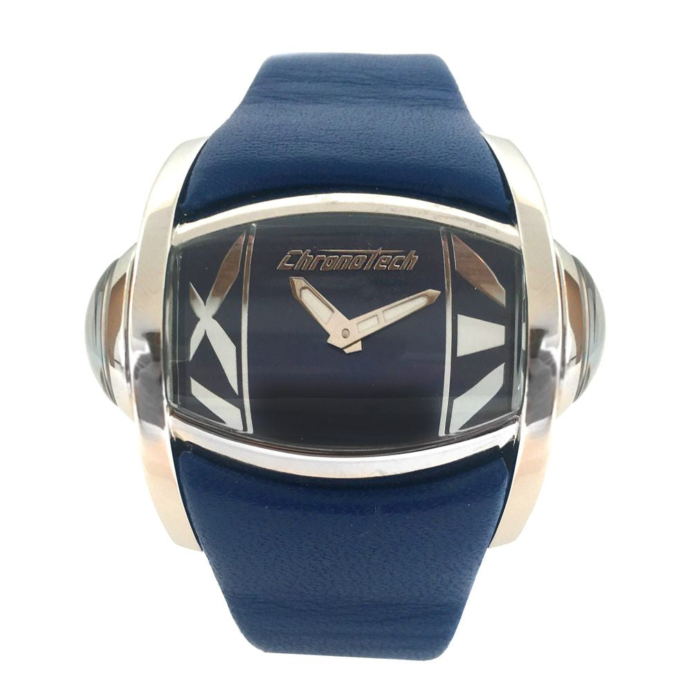 Μπλε δερμάτινο ρολόι Chronotech