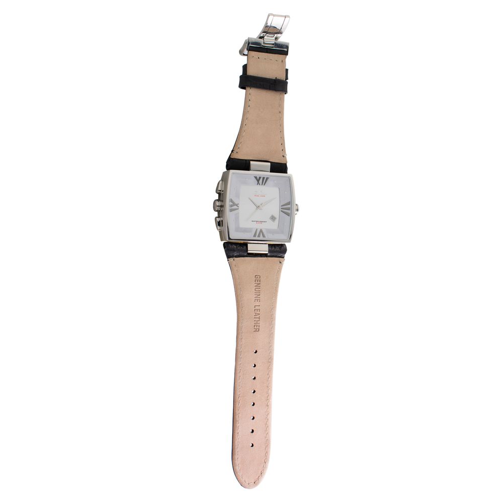 Μαύρο δερμάτινο ρολόι Chronotech