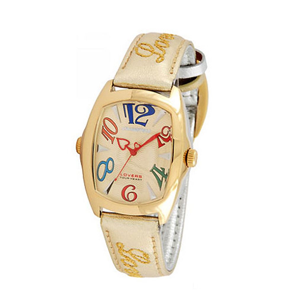 Χρυσό δερμάτινο ρολόι Chronotech
